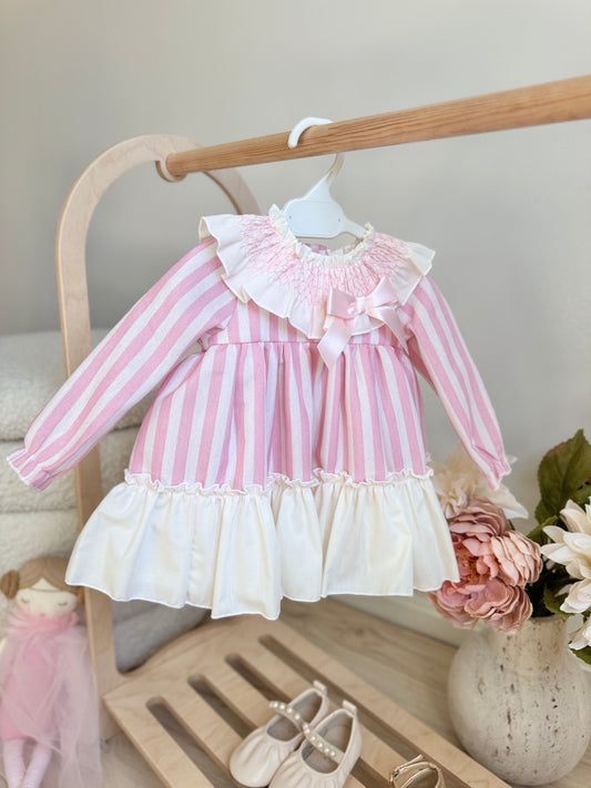 Candice Dress - Stripped Pink & White