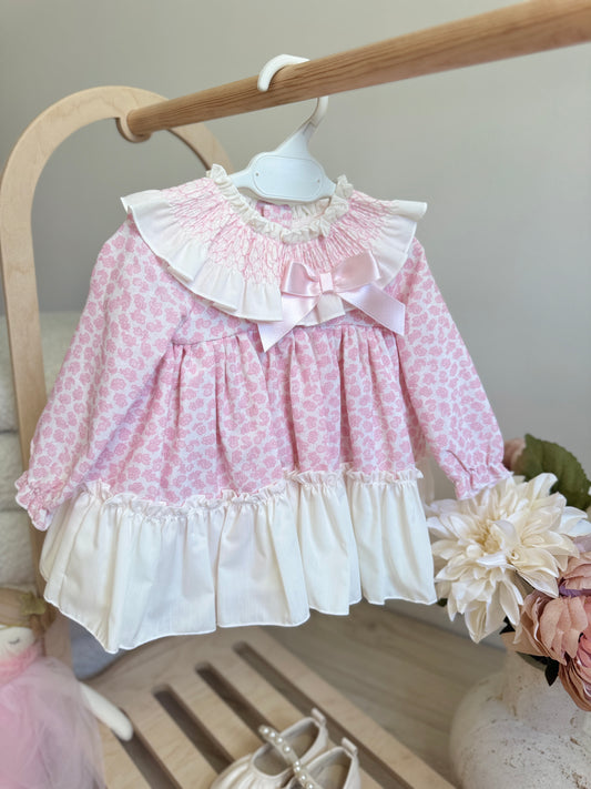 Hazel Dress - Pink & White