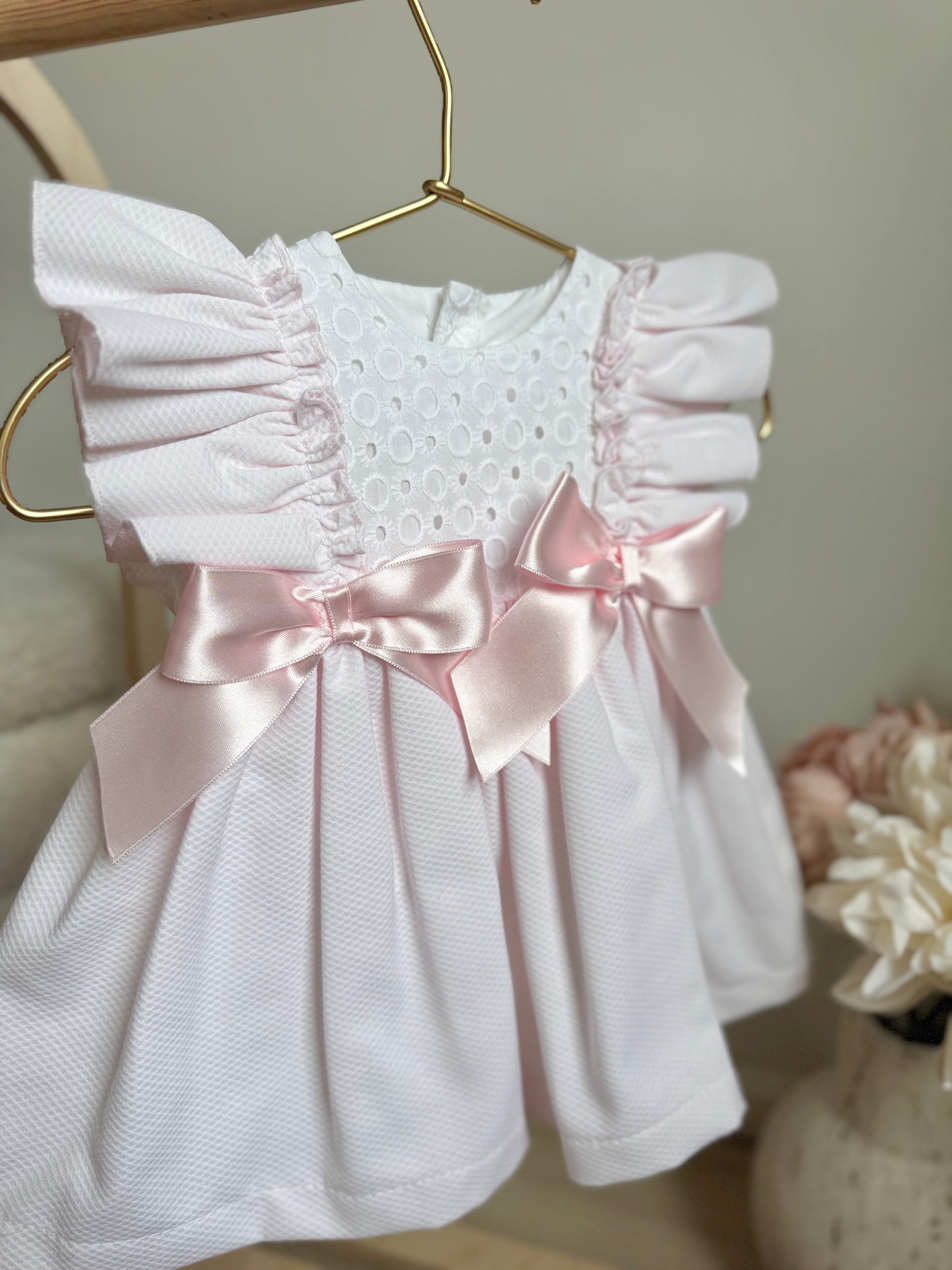 Margot Dress - Light Pink/White