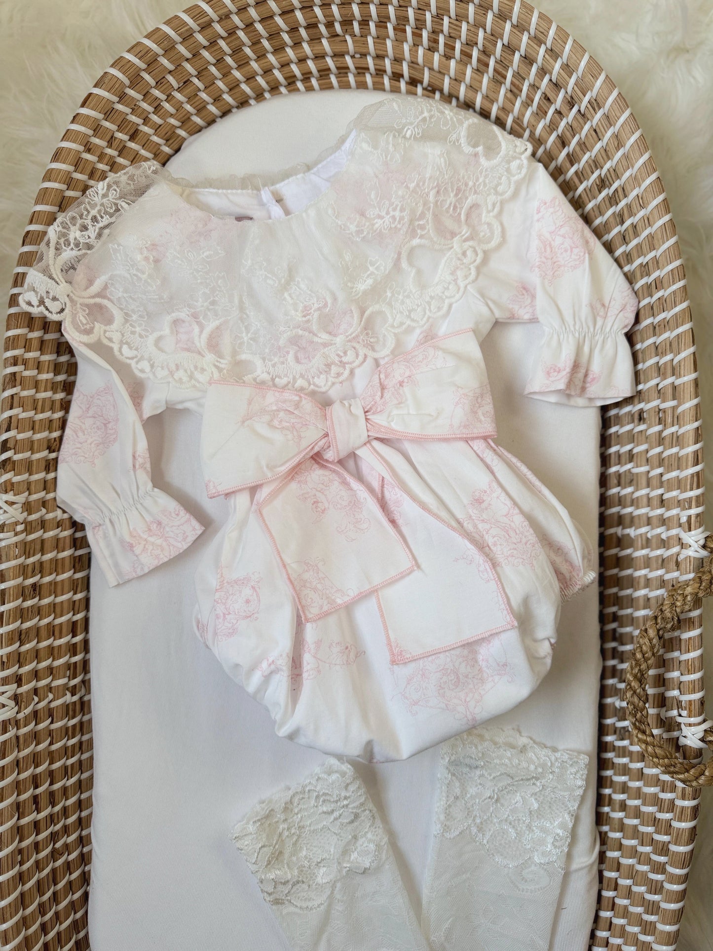 Ella toile Romper - Light Pink