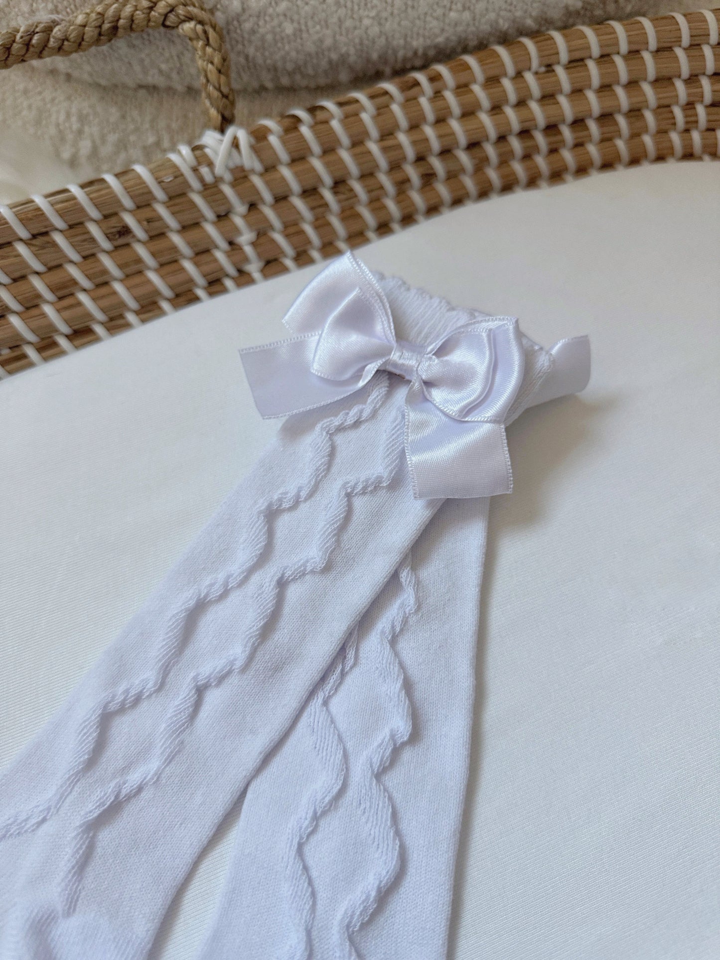 Ornella Ribbon Socks - White