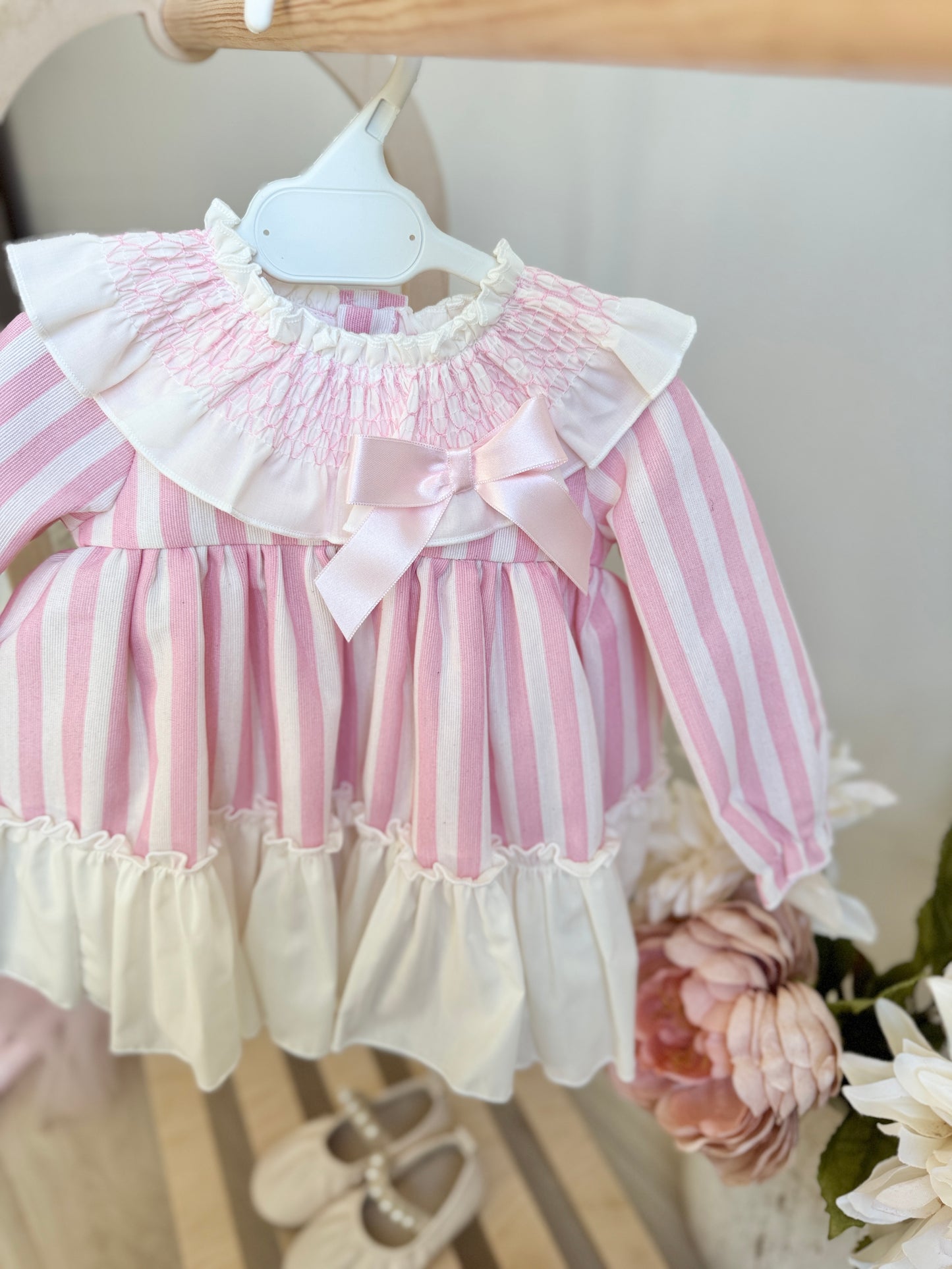 Candice Dress - Stripped Pink & White
