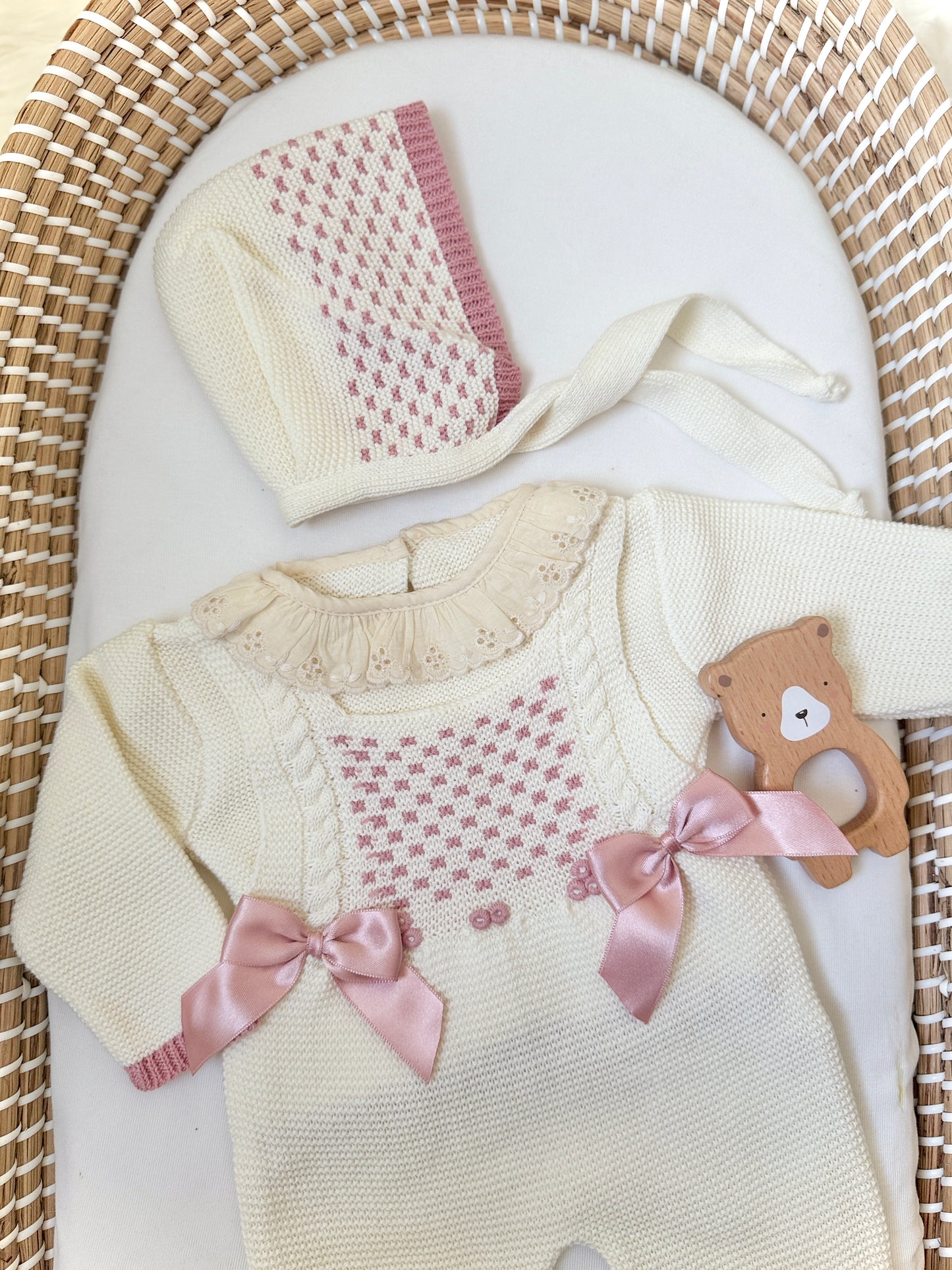 Avery Overall - Cream/Dusty Pink