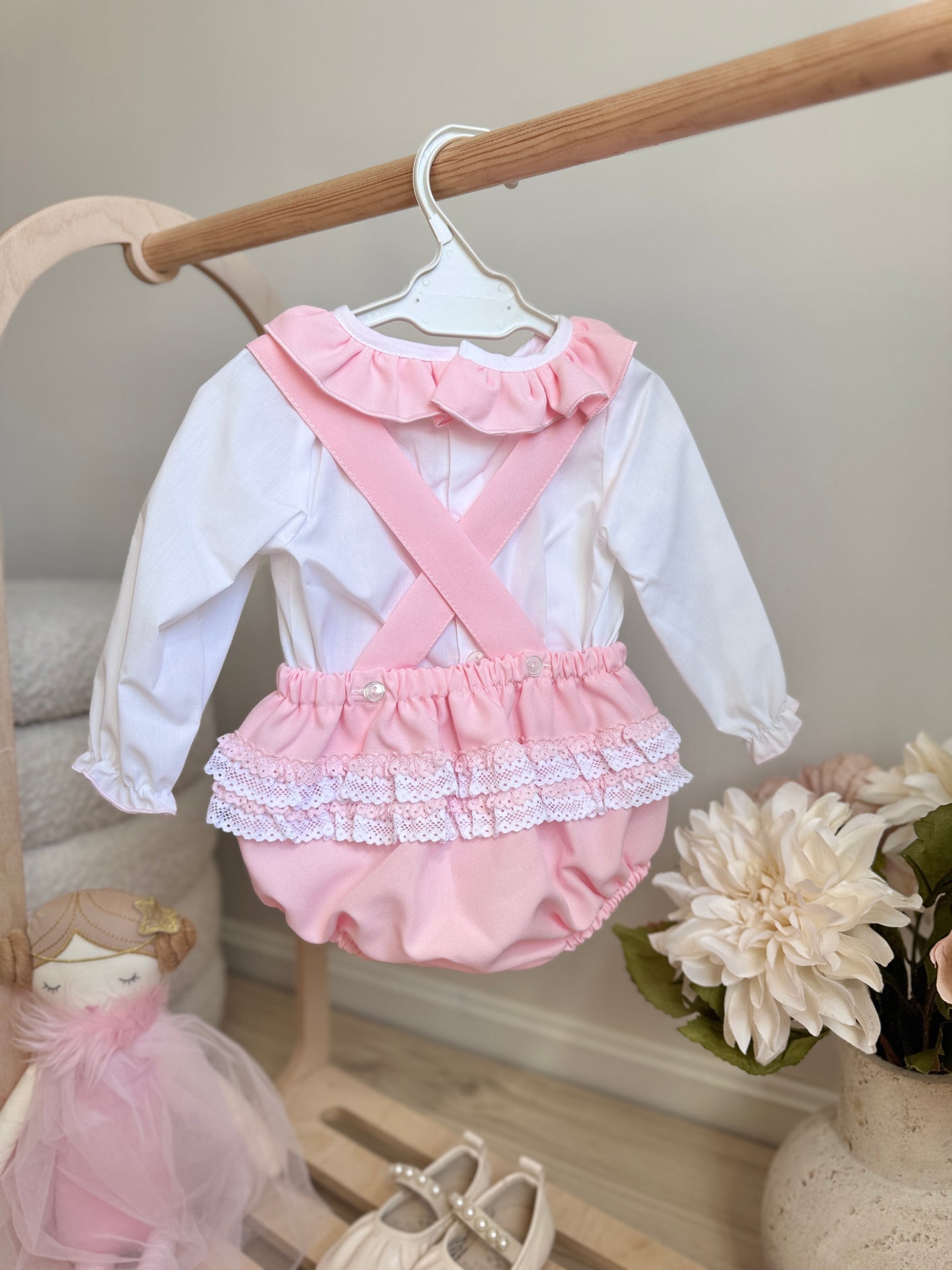 Eloise Romper - Bubble Pink/ White