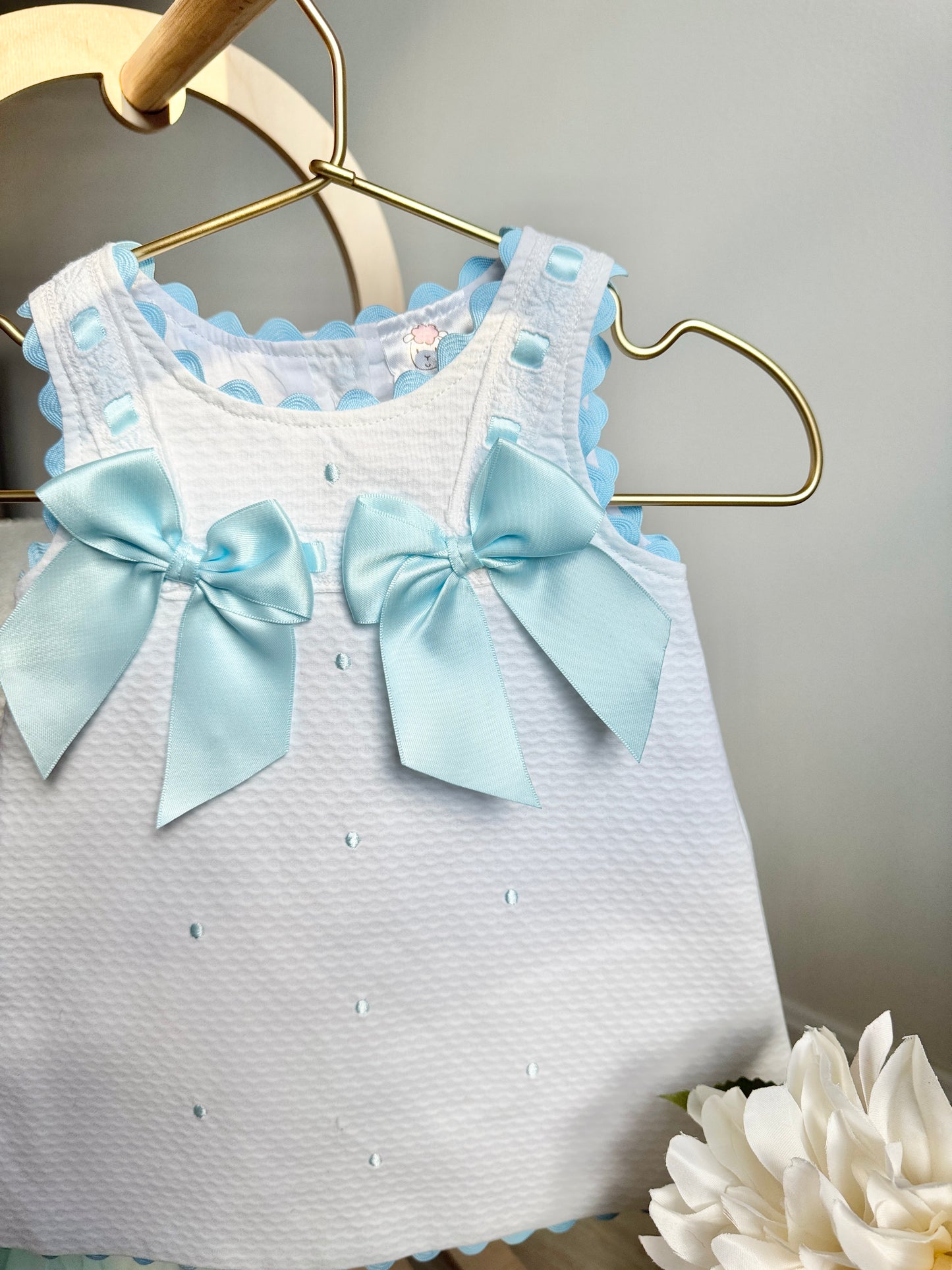 Selene Dress - Light Blue/White