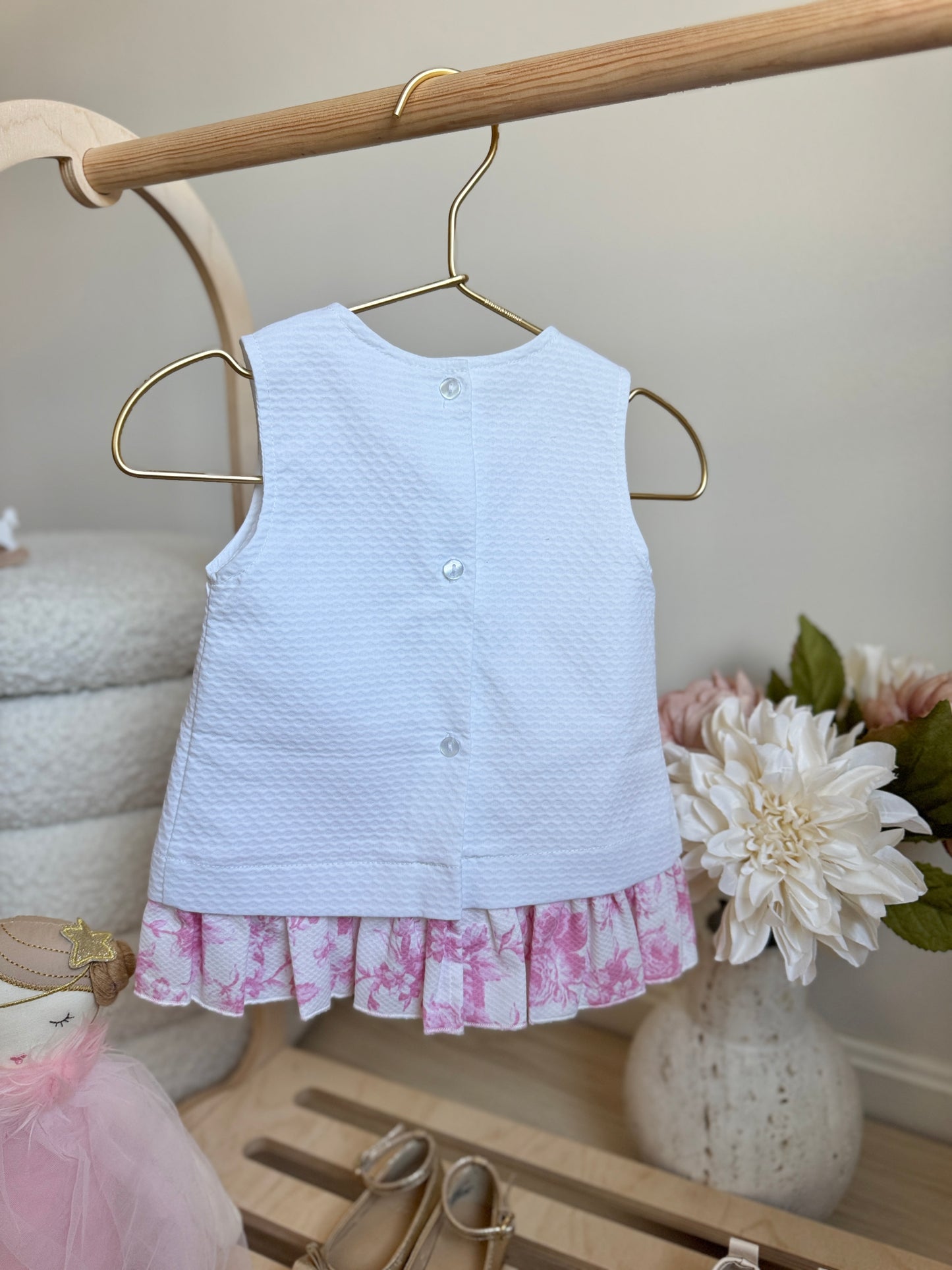 Florence Dress - Pink & White