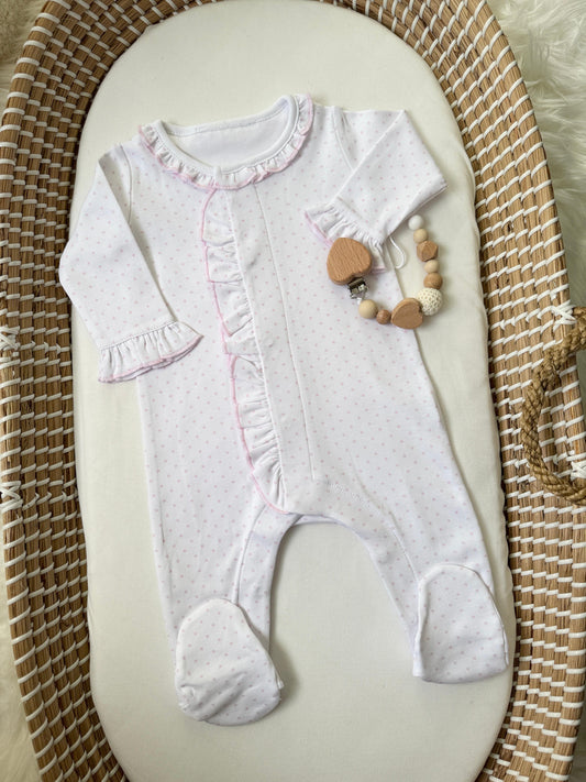 Elodie Footie Dots - White & Pink