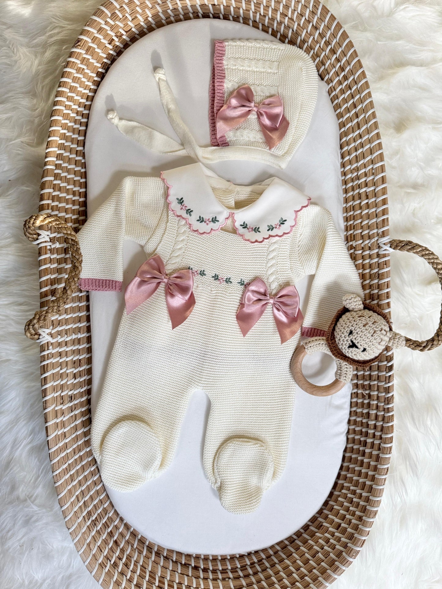 Alana Overall - White/Dusty Pink