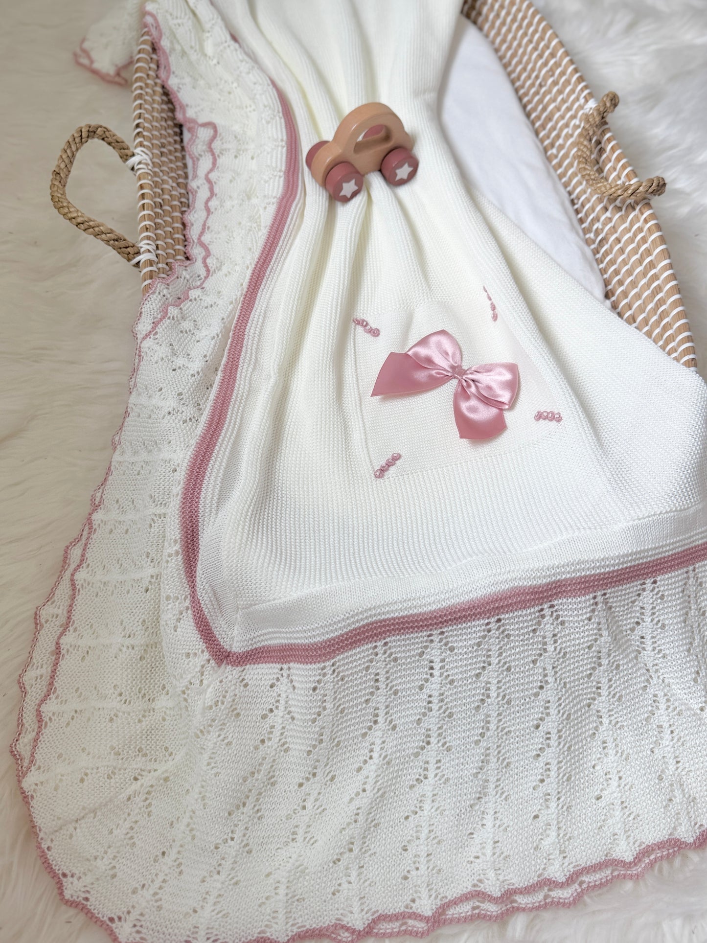 Marina Blanket - Cream/Dusty Pink