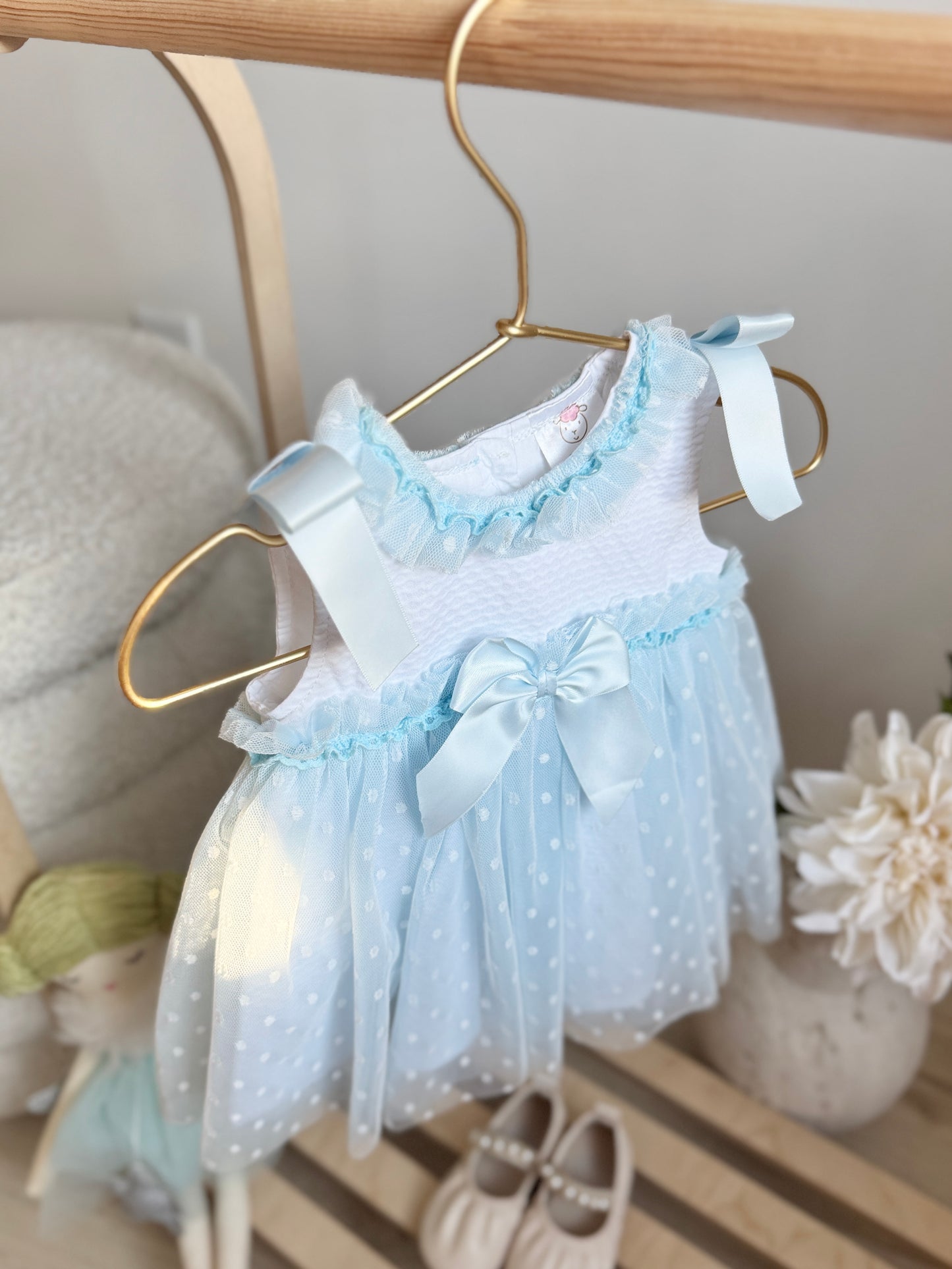 Alaia Tulle Dress - Blue and White