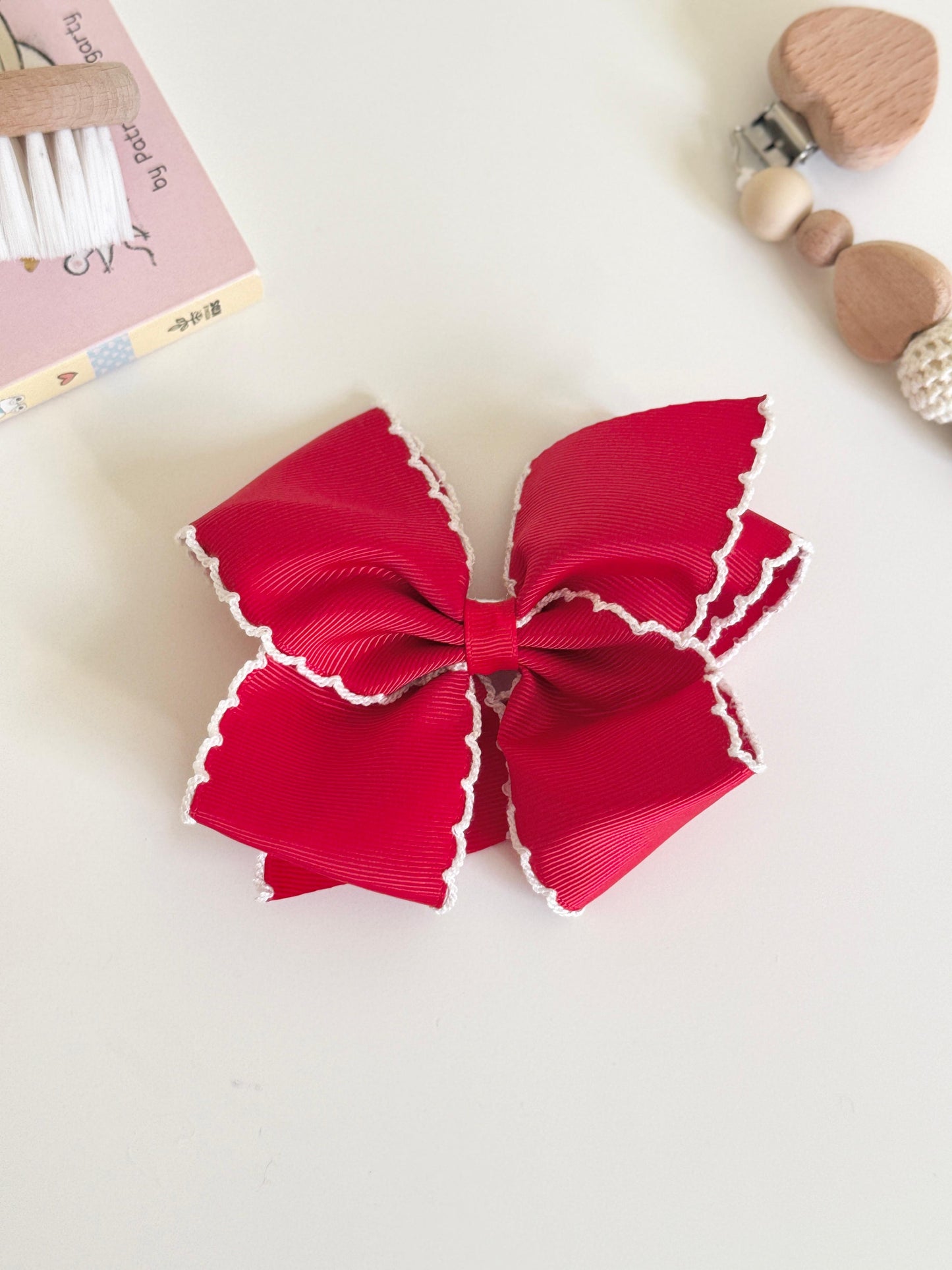 Alessia Bow Clip - Red & White