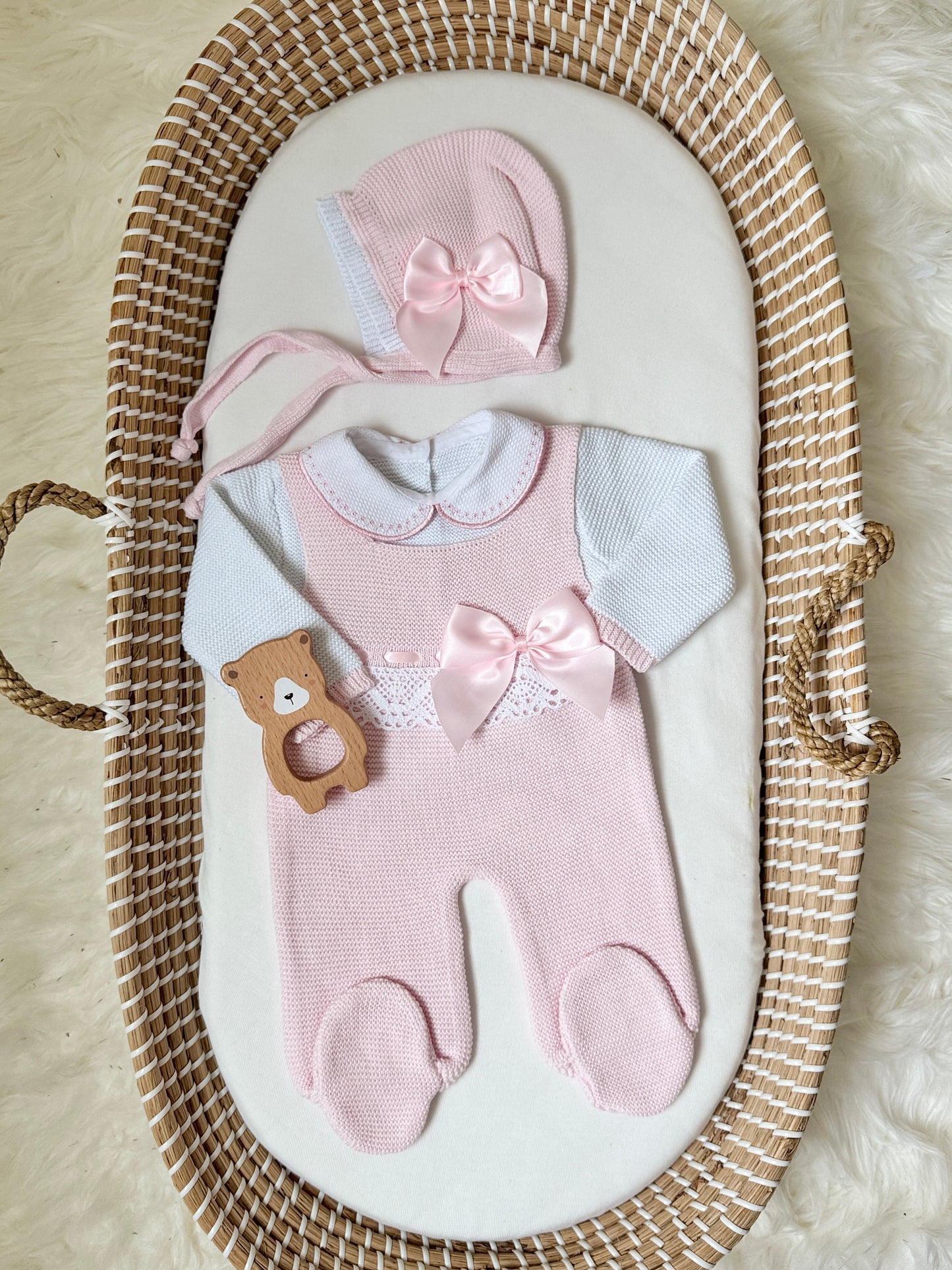 Lucy Overall - Light Pink/White