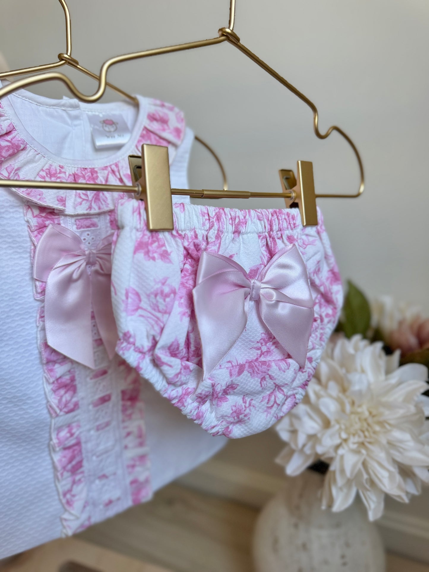 Flora Dress - Pink & White