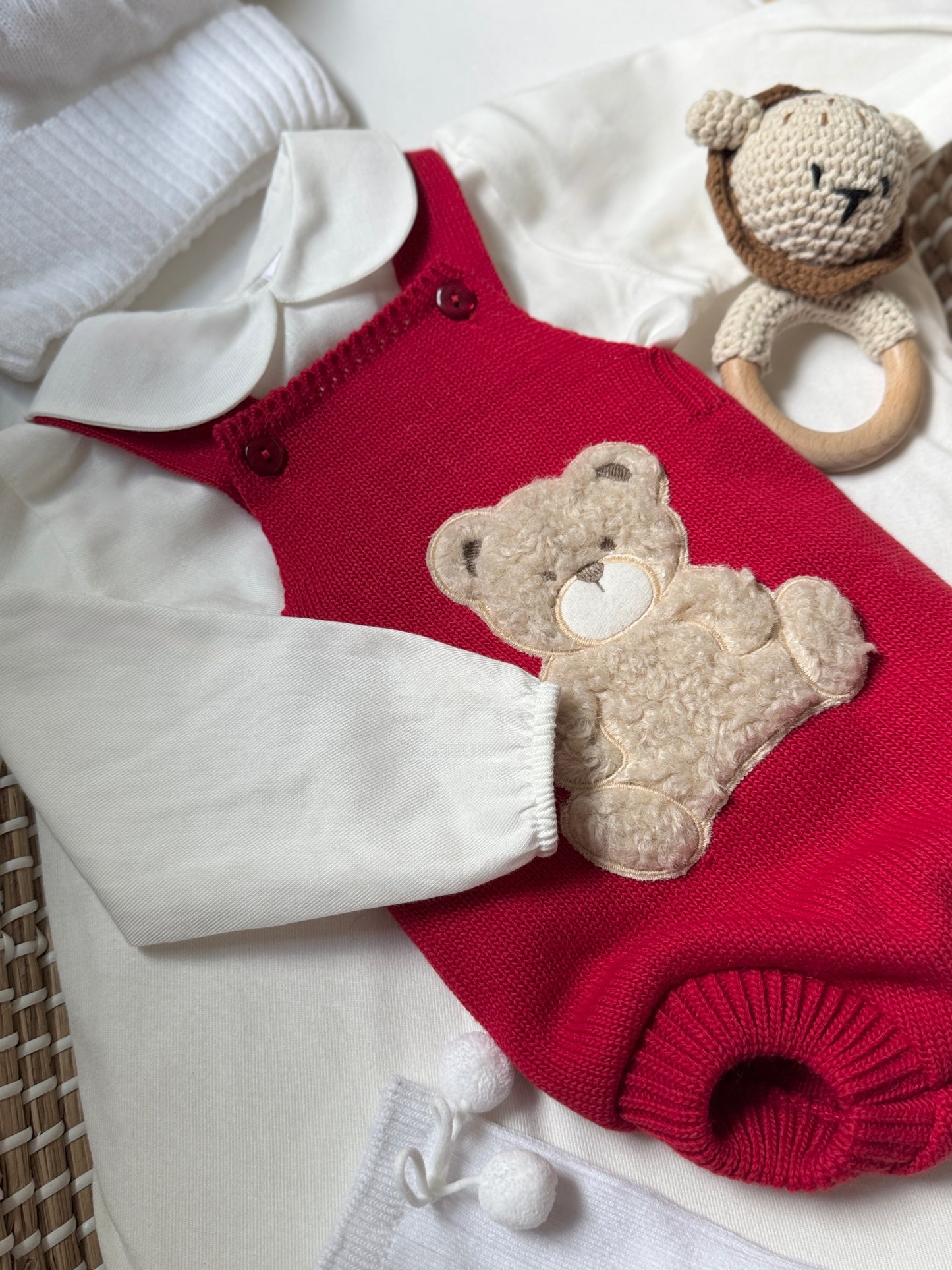Bear Knit Overall - Red