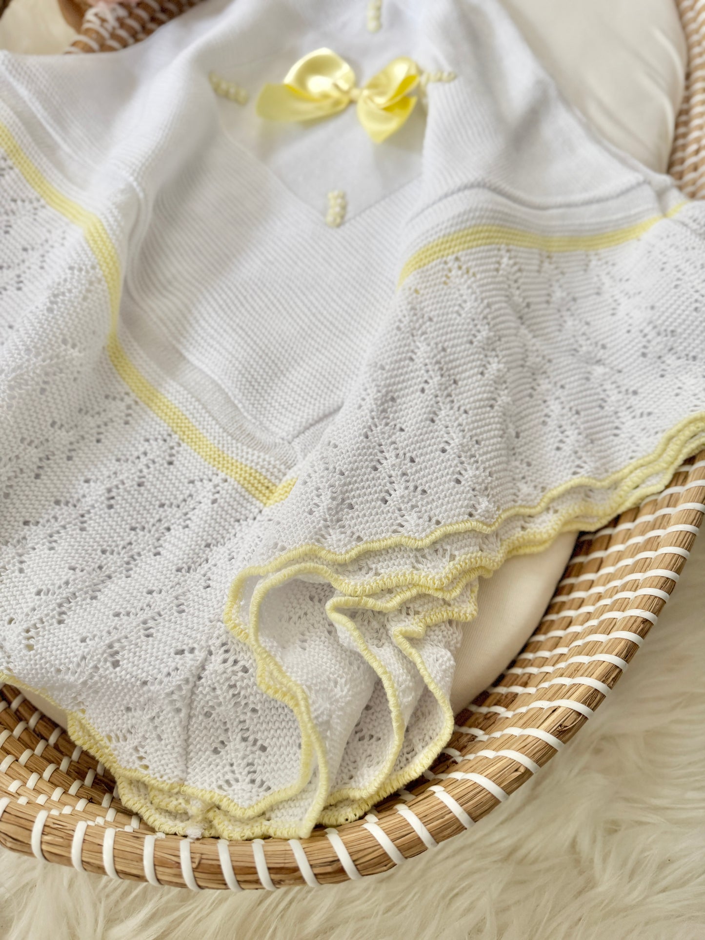 Marina Blanket - White/ Yellow