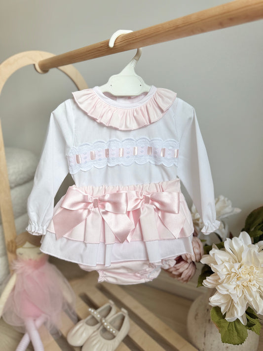 Juniper Skirt Set - White/ Light Pink