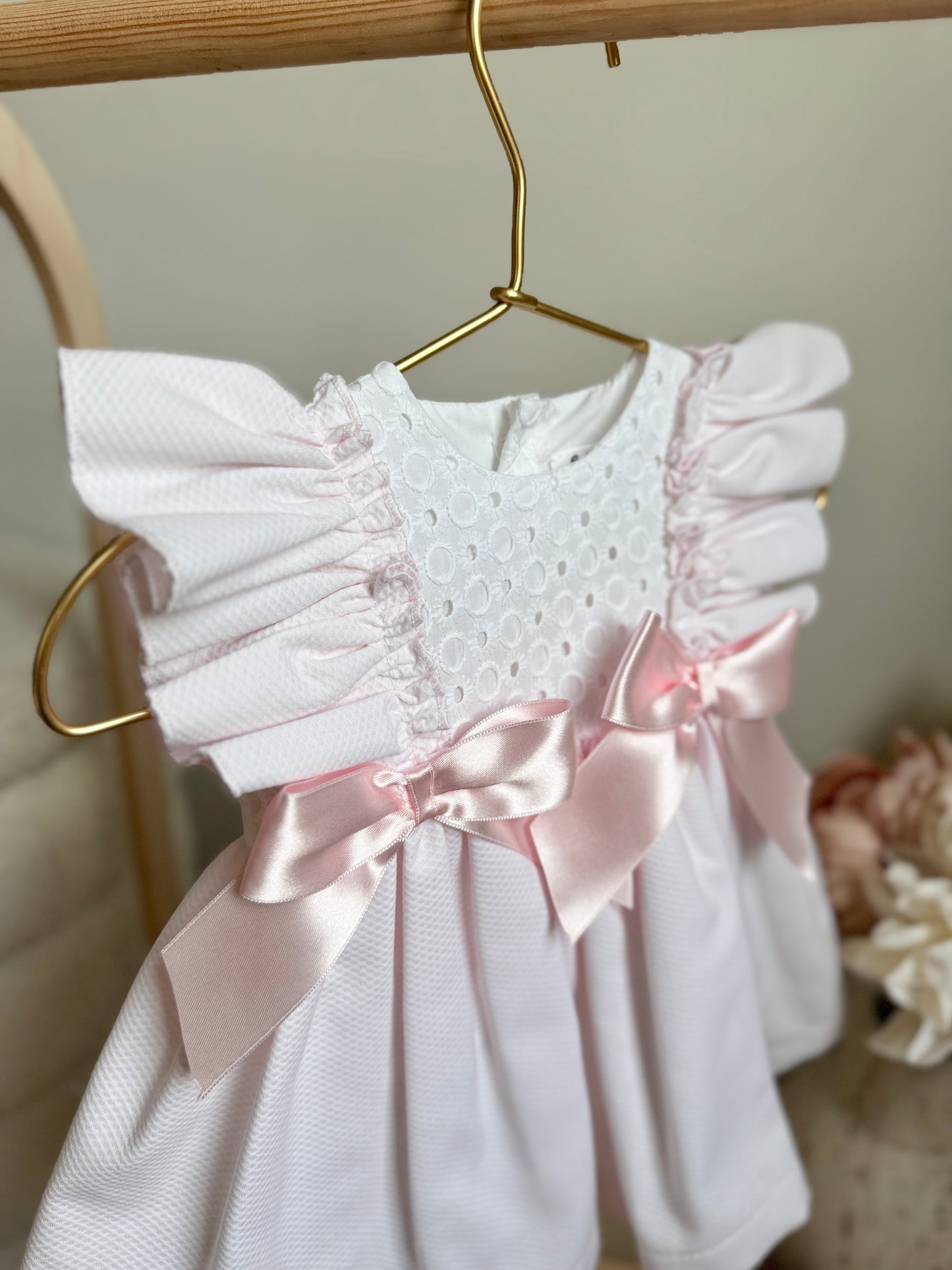 Margot Dress - Light Pink/White