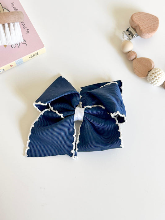 Alessia Bow Clip - Navy & White