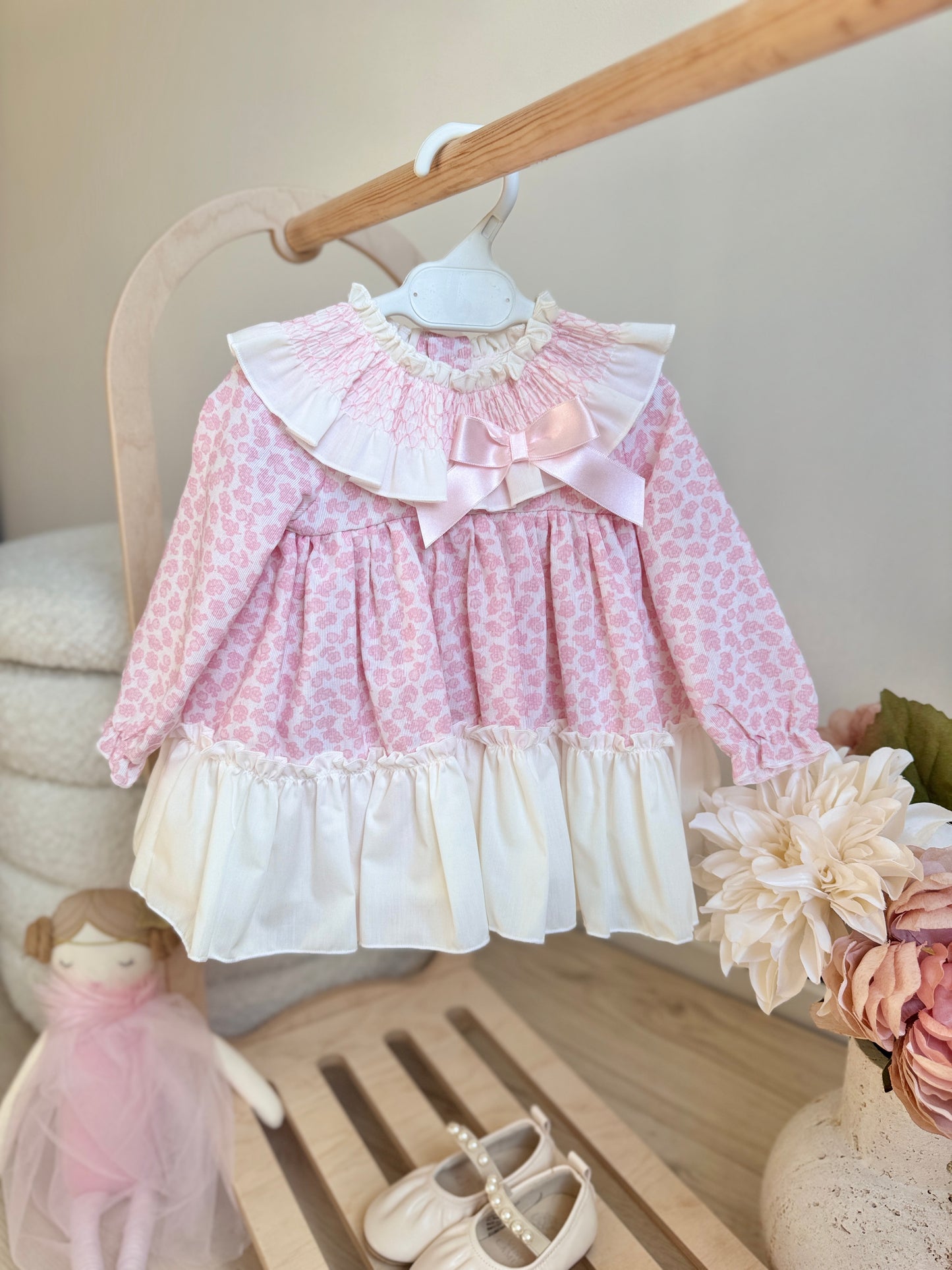 Hazel Dress - Pink & White