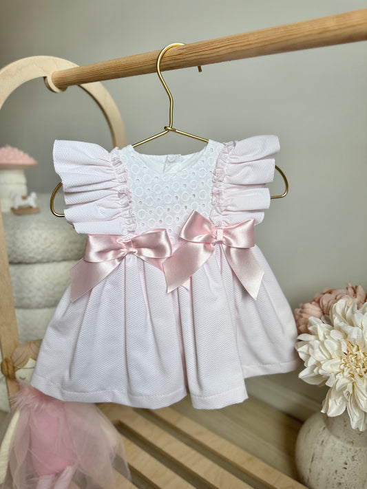 Margot Dress - Light Pink/White