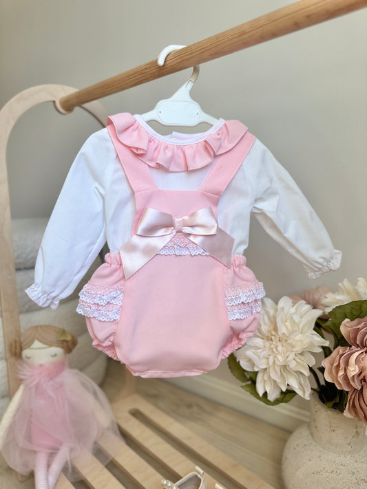 Eloise Romper - Bubble Pink/ White