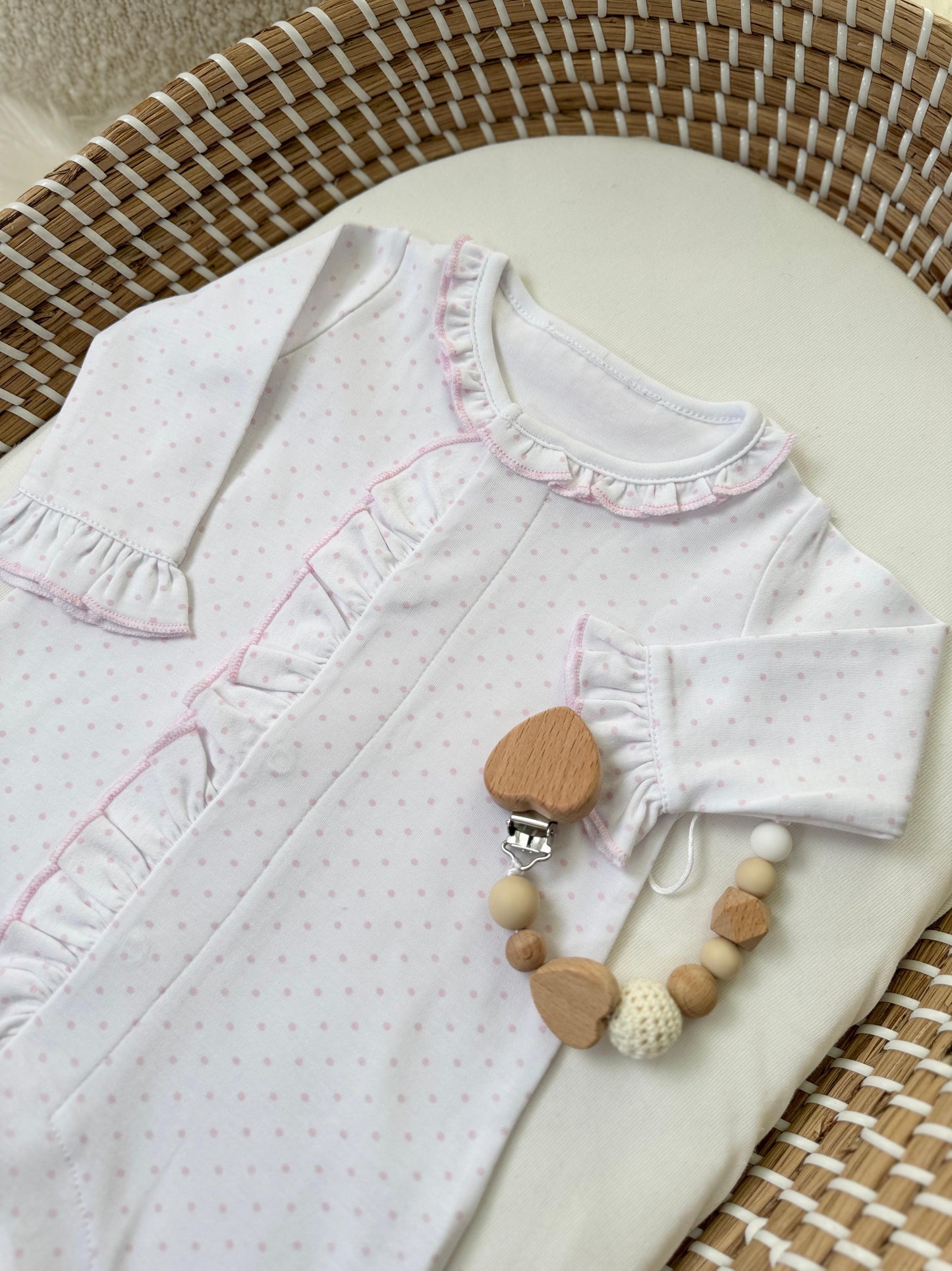 Elodie Footie Dots - White & Pink