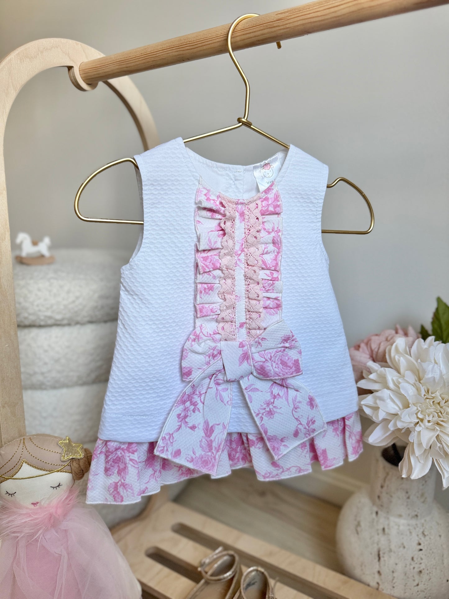 Florence Dress - Pink & White