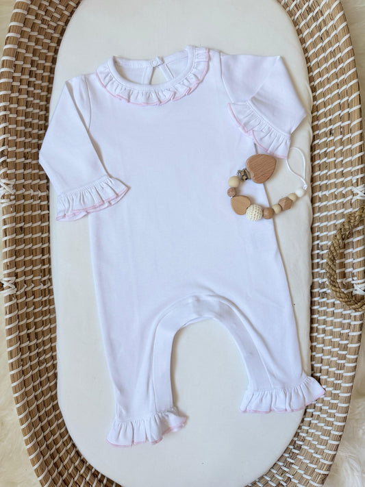 Elodie Playsuit - White & Pink