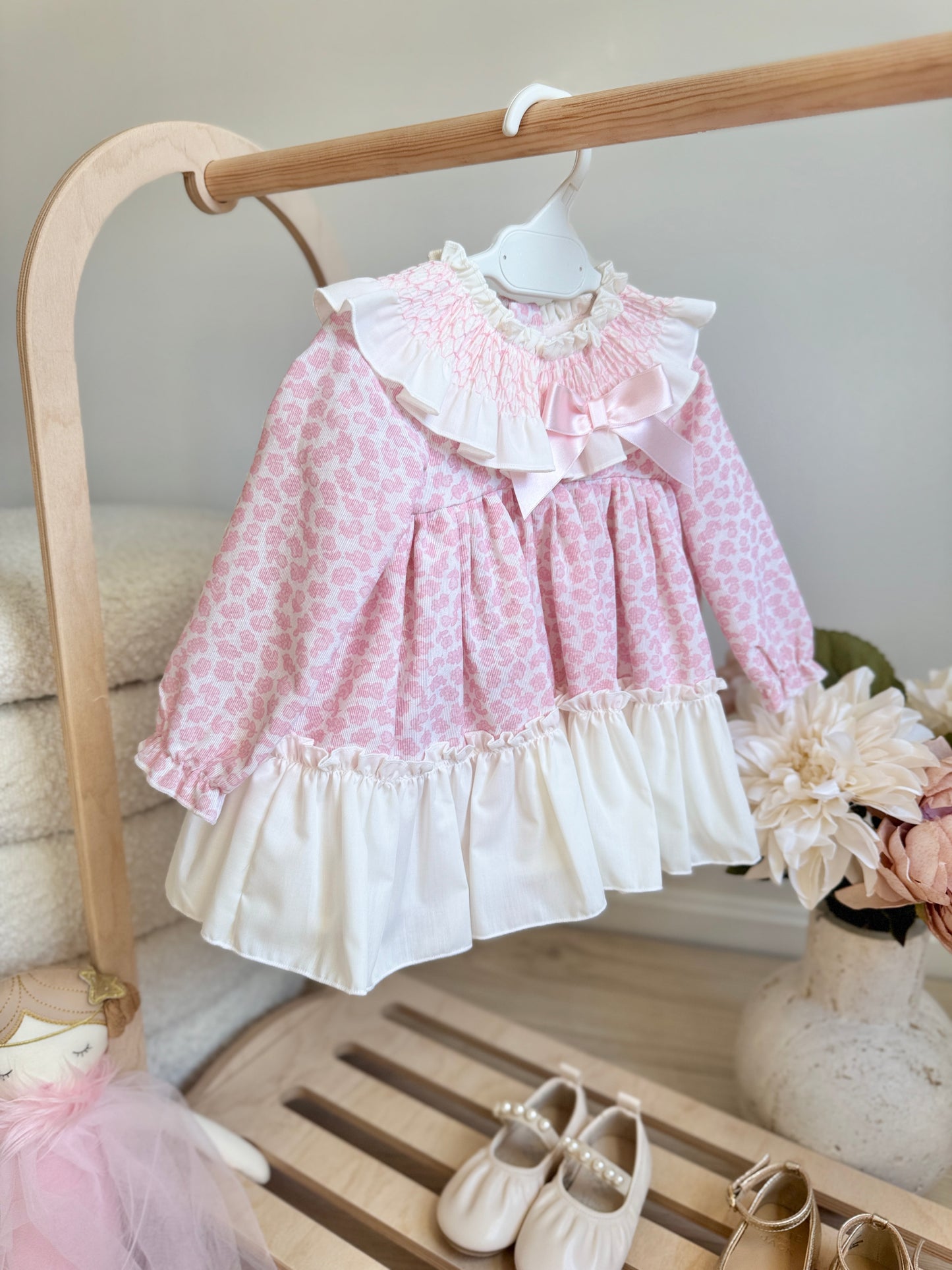 Hazel Dress - Pink & White