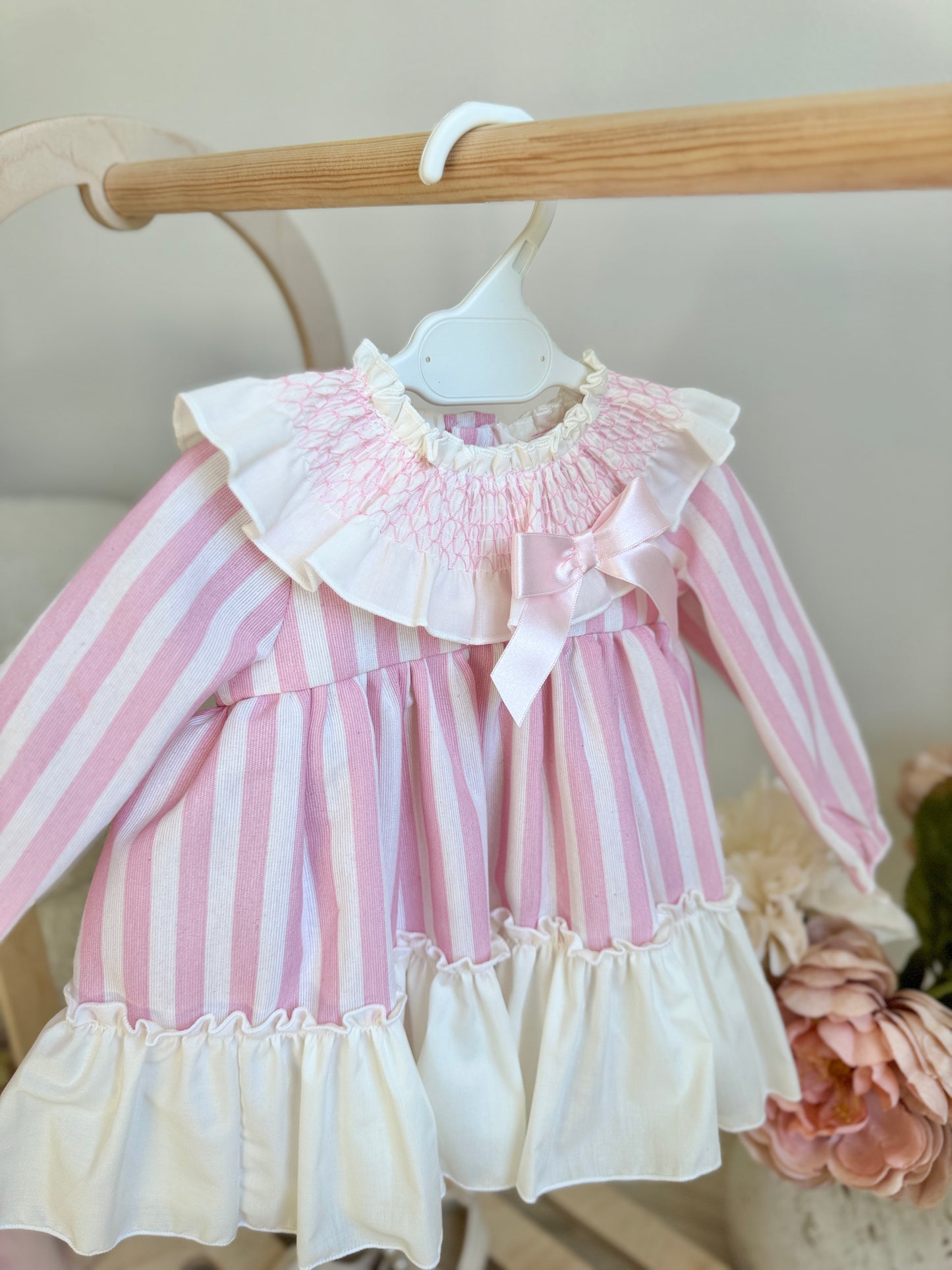 Candice Dress - Stripped Pink & White