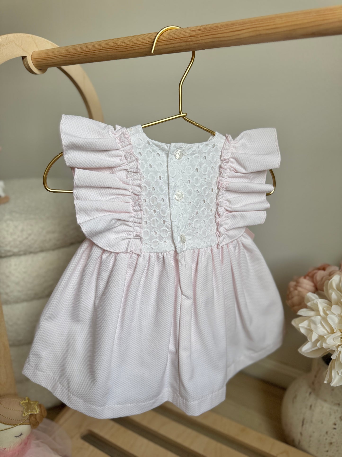 Margot Dress - Light Pink/White