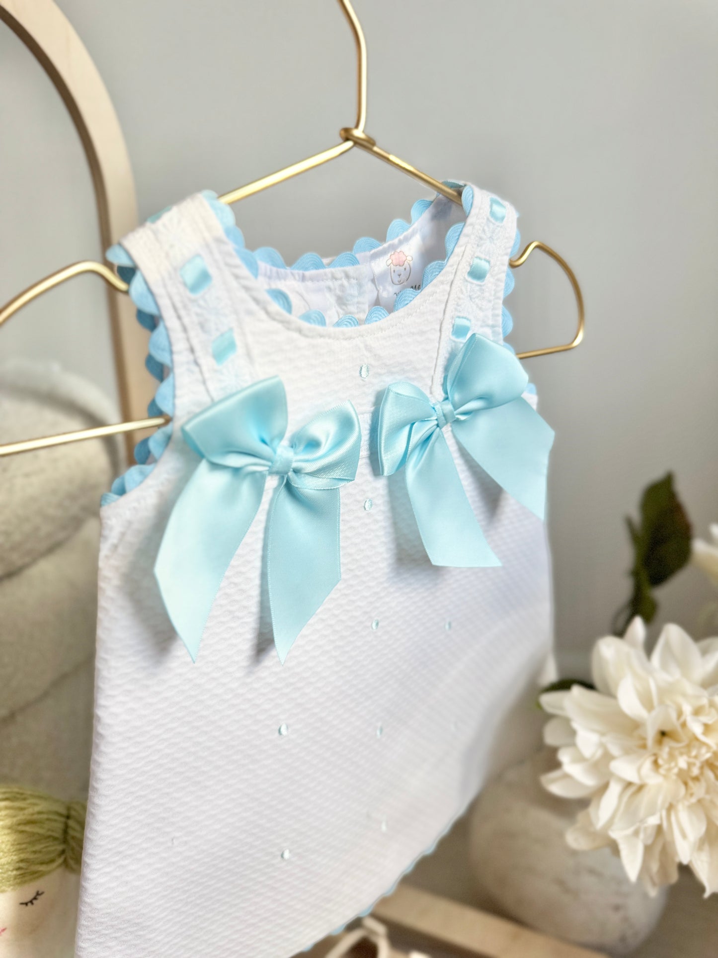 Selene Dress - Light Blue/White