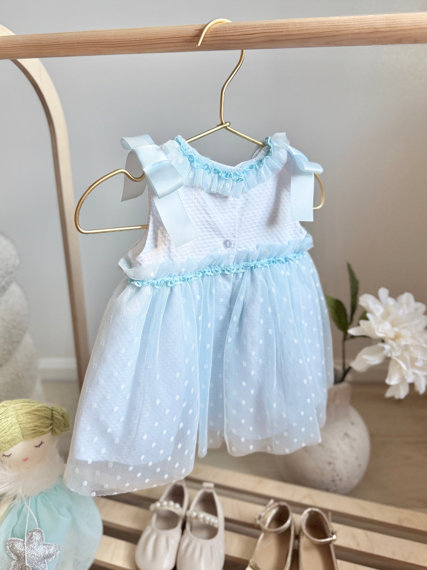 Alaia Tulle Dress - Blue and White