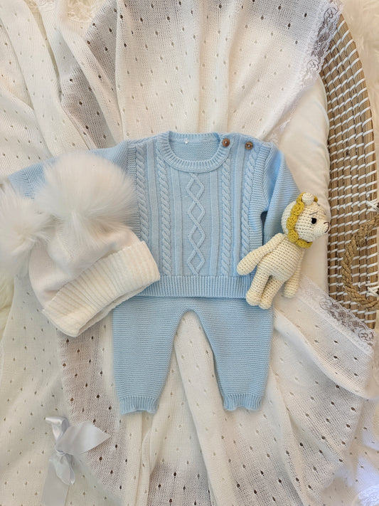 Fergus Knitted Set - Blue