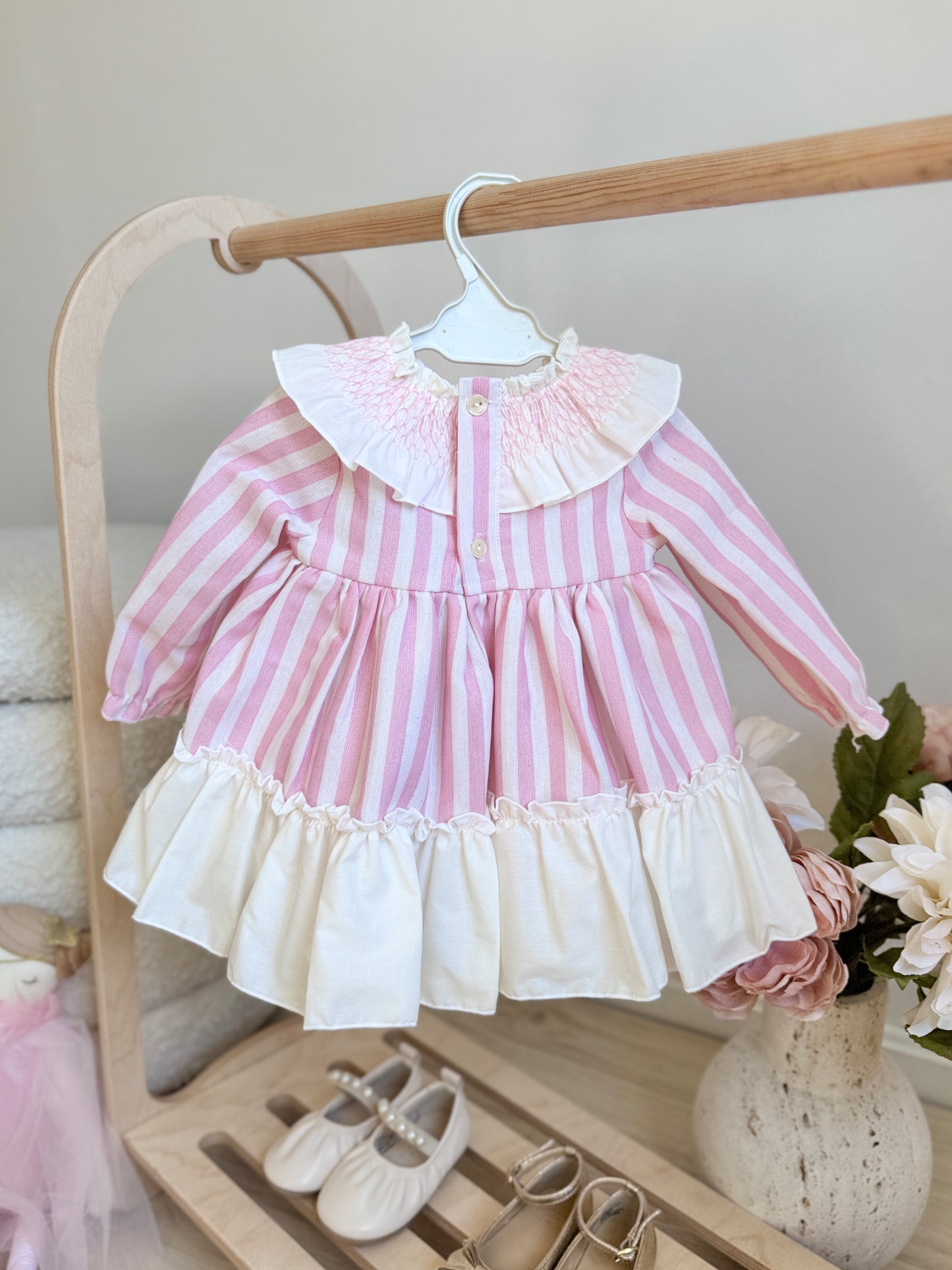 Candice Dress - Stripped Pink & White