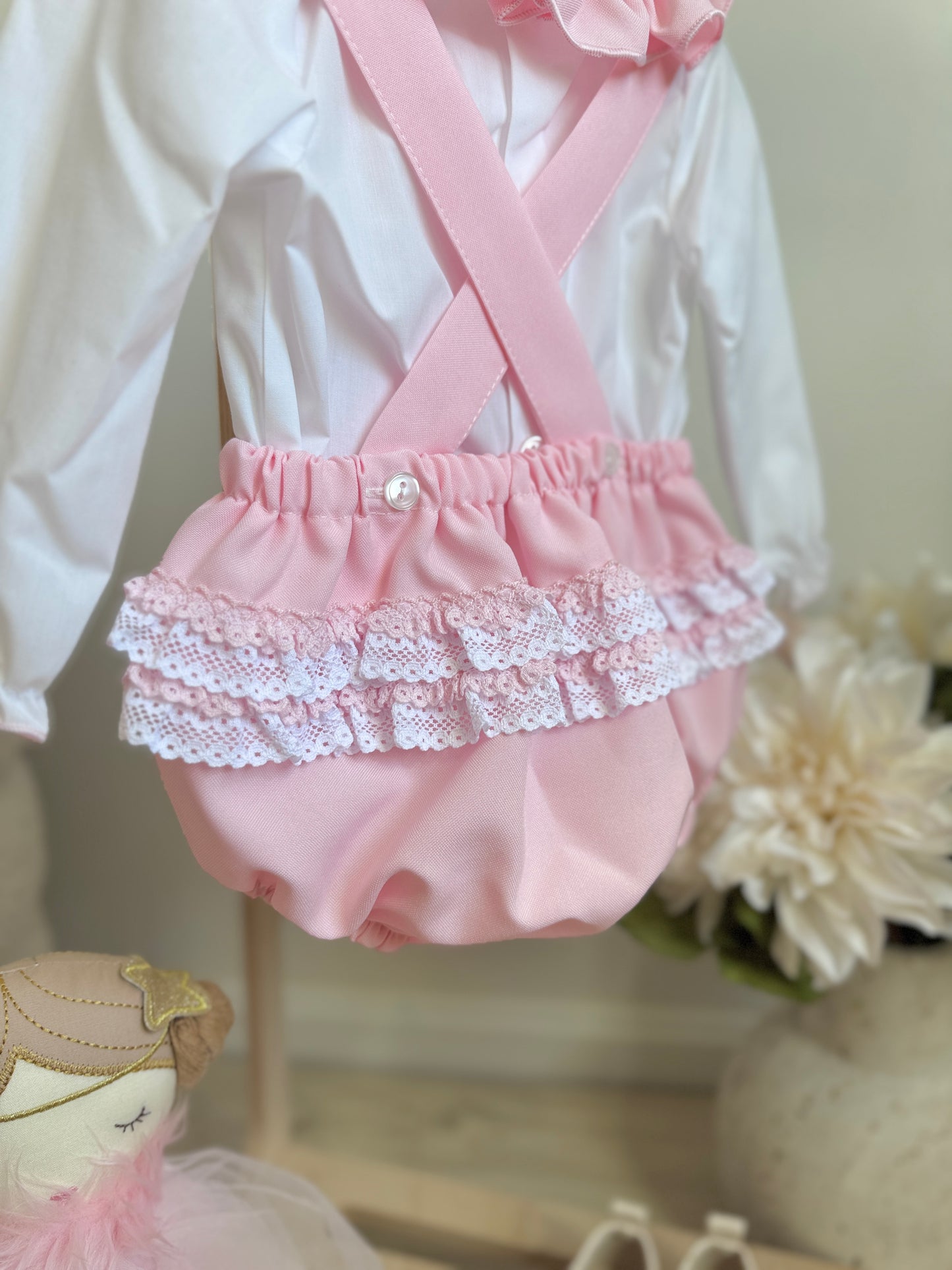 Eloise Romper - Bubble Pink/ White