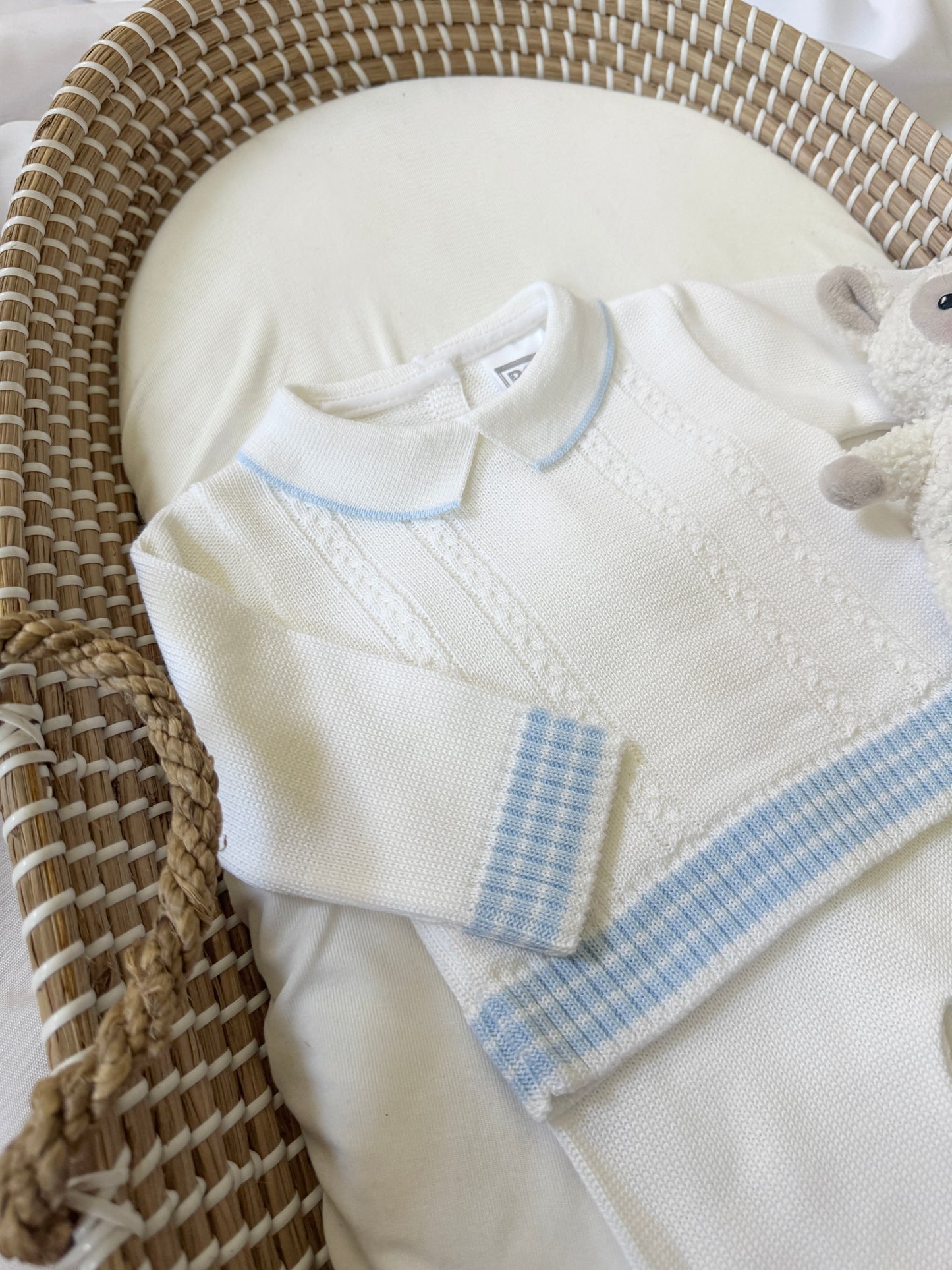 Mario Knitted Set - White/ Blue