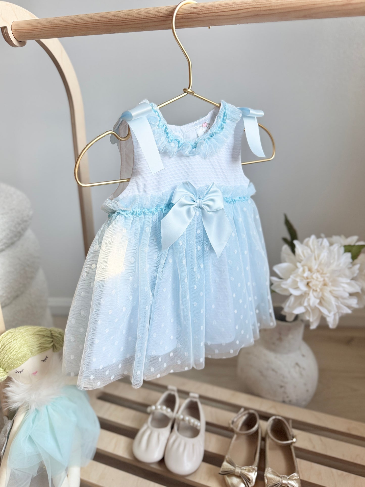 Alaia Tulle Dress - Blue and White