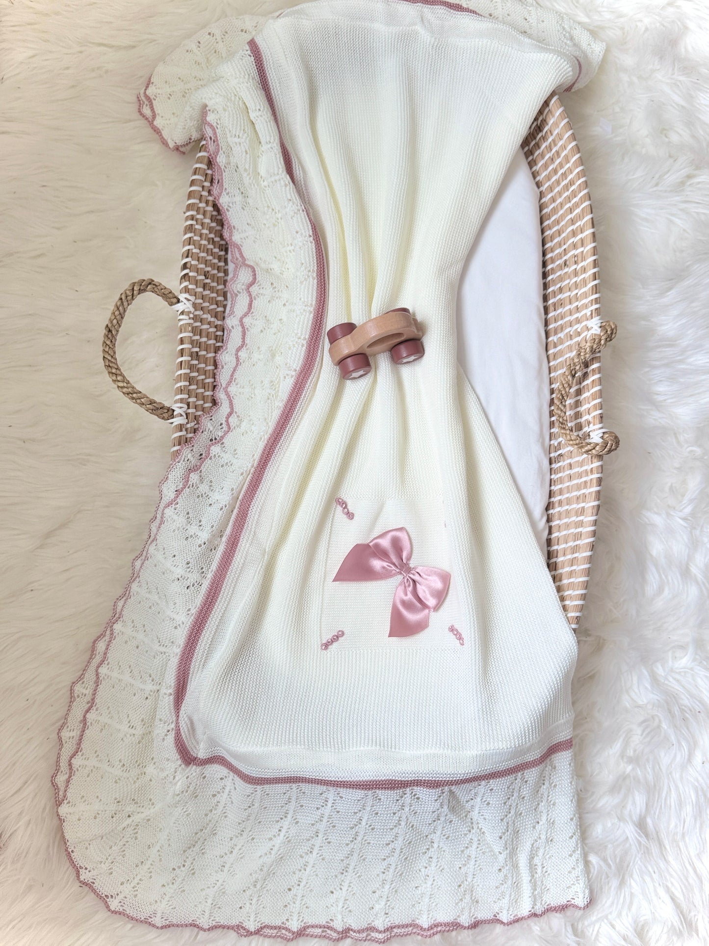 Marina Blanket - Cream/Dusty Pink