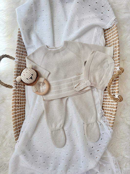 Claran Two Piece Knitted Set - Beige