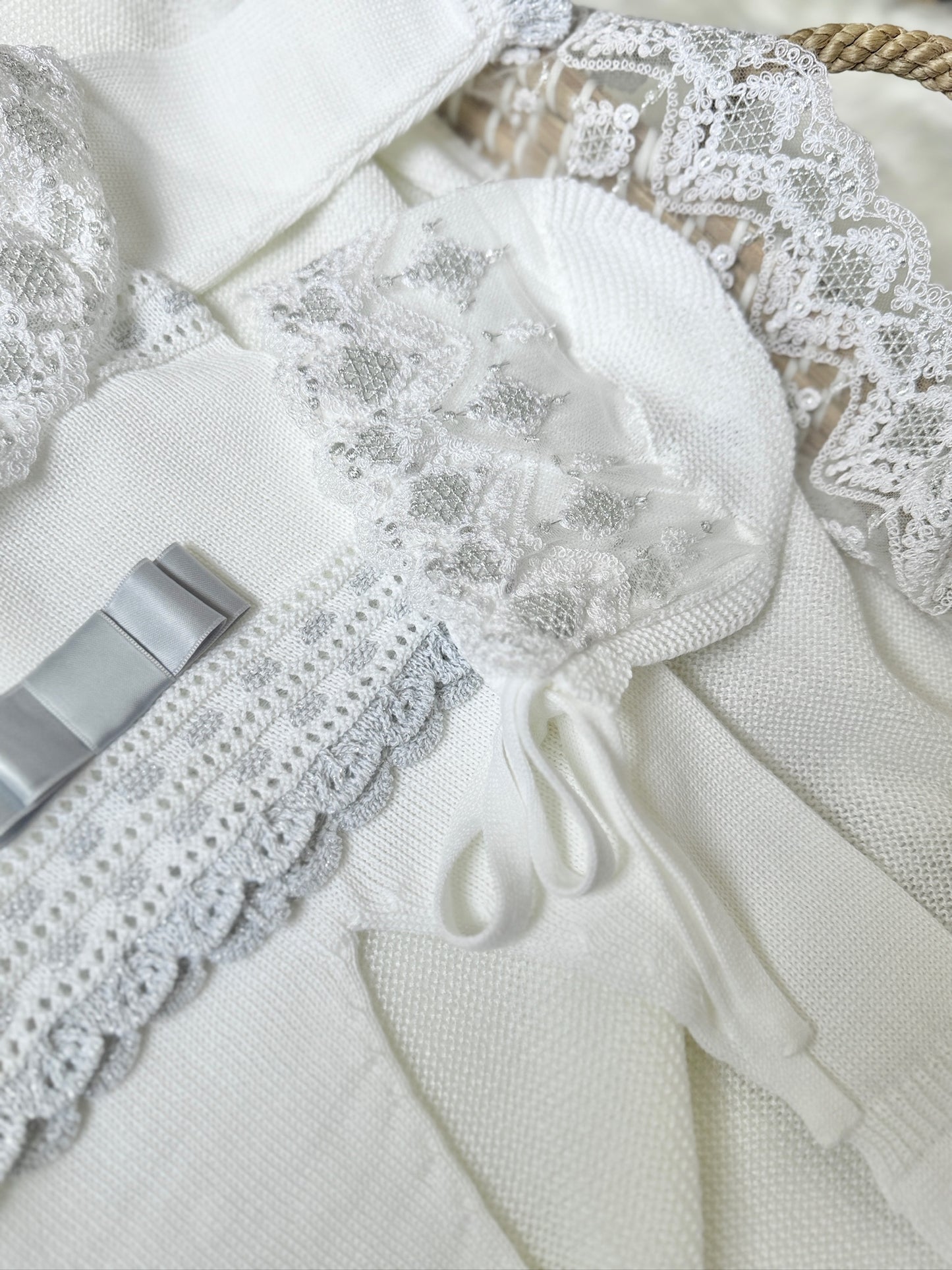 Diana Knitted Set in White and Silver