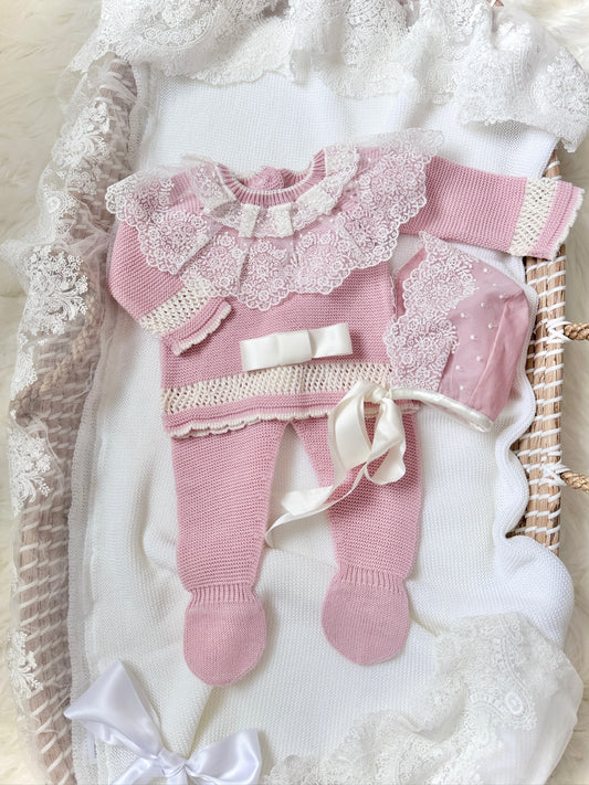 Emyr Knitted Set in Dusty Pink
