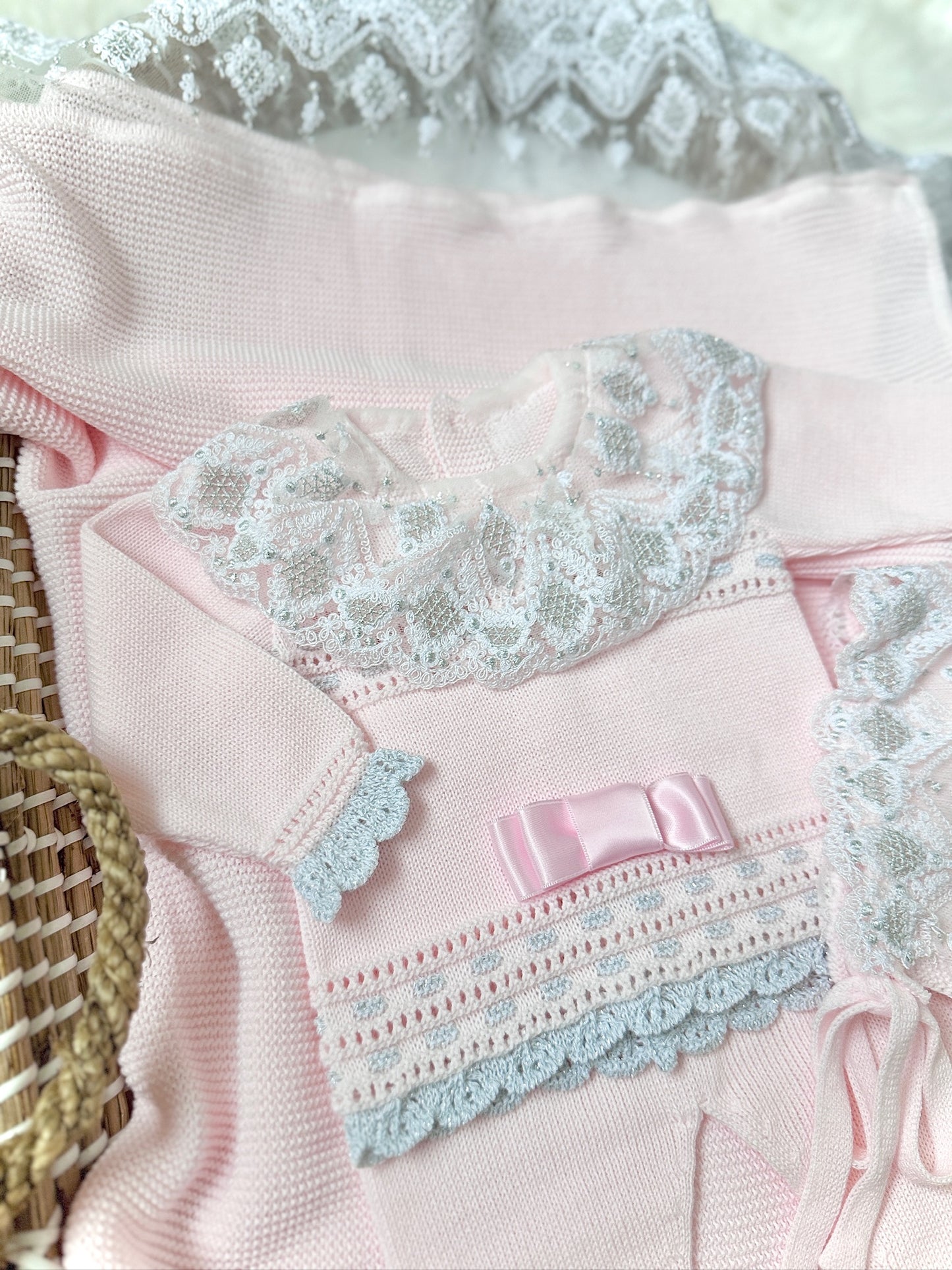 Diana Knitted Set in Pink and Silver
