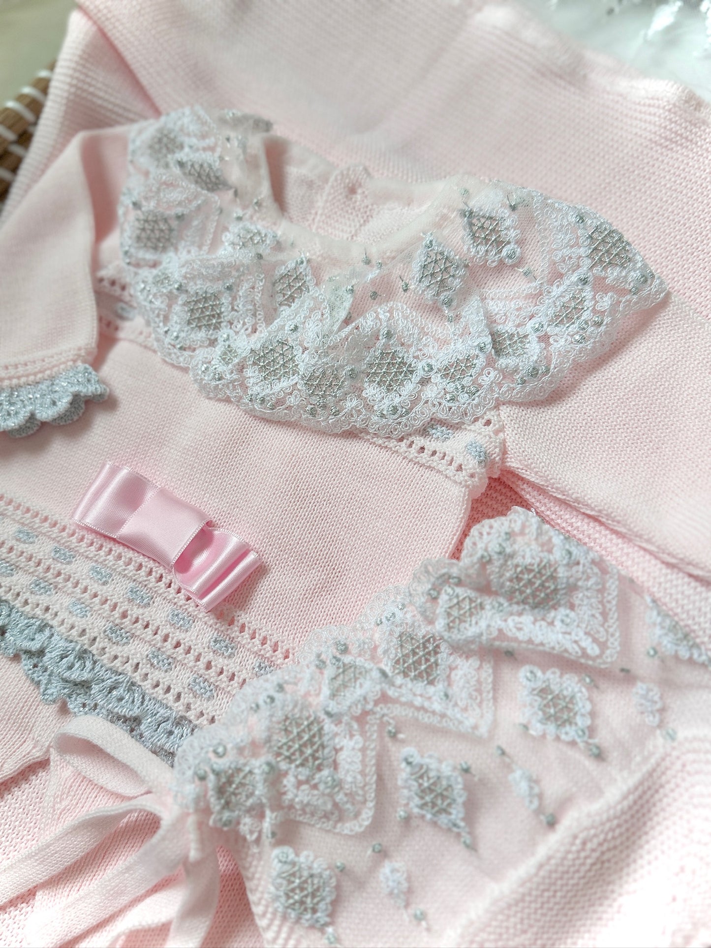 Diana Knitted Set in Pink and Silver