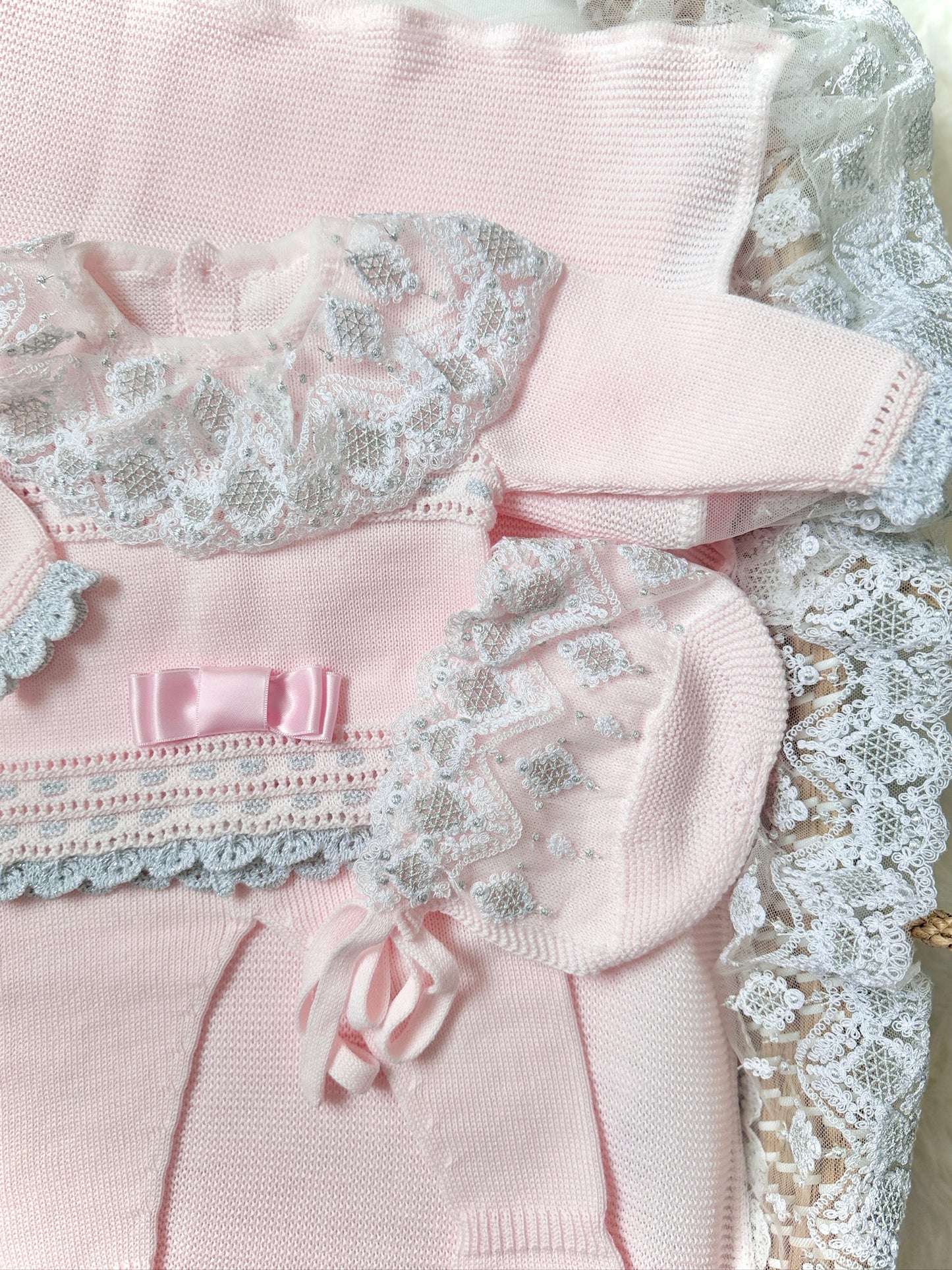 Diana Knitted Set in Pink and Silver