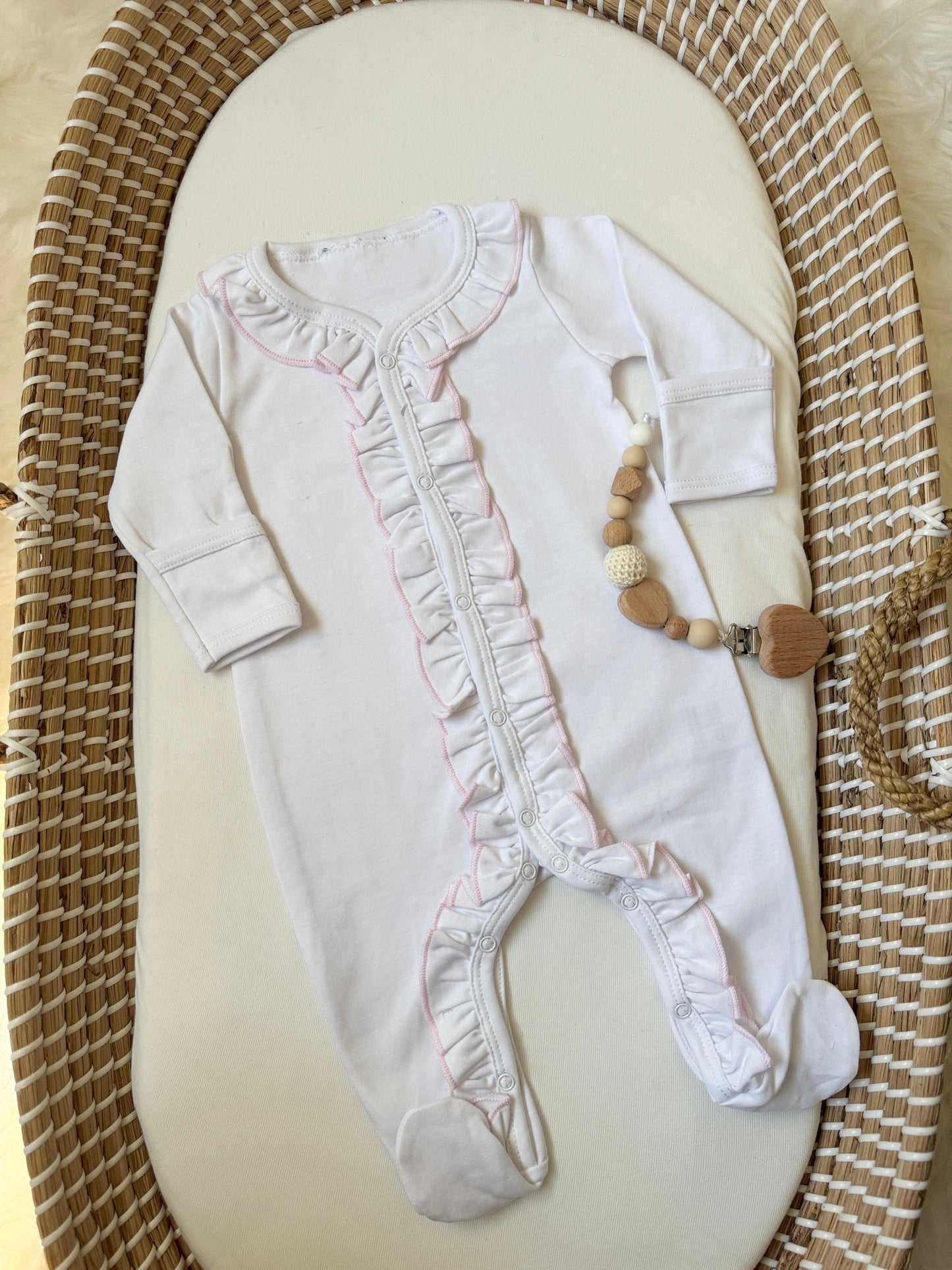 Elodie Footie - White & Pink