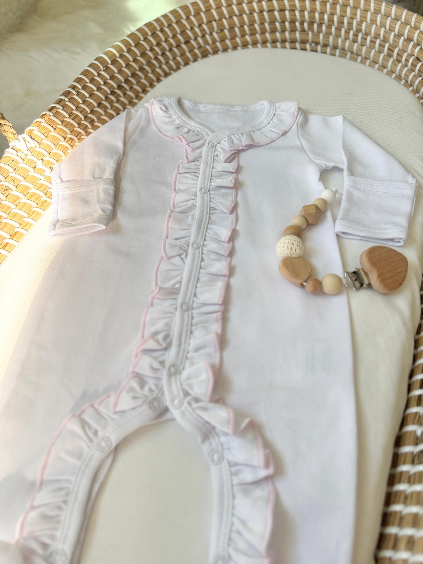 Elodie Footie - White & Pink