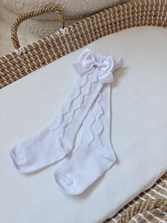 Ornella Ribbon Socks - White