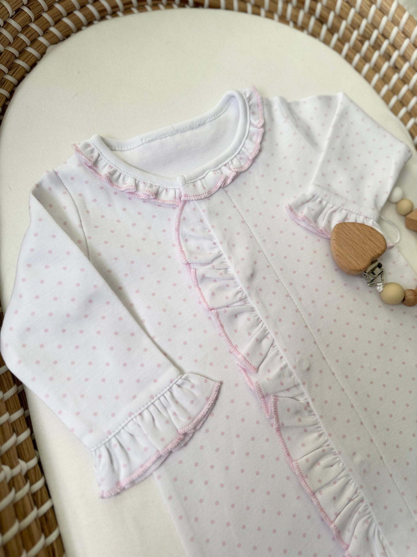 Elodie Footie Dots - White & Pink