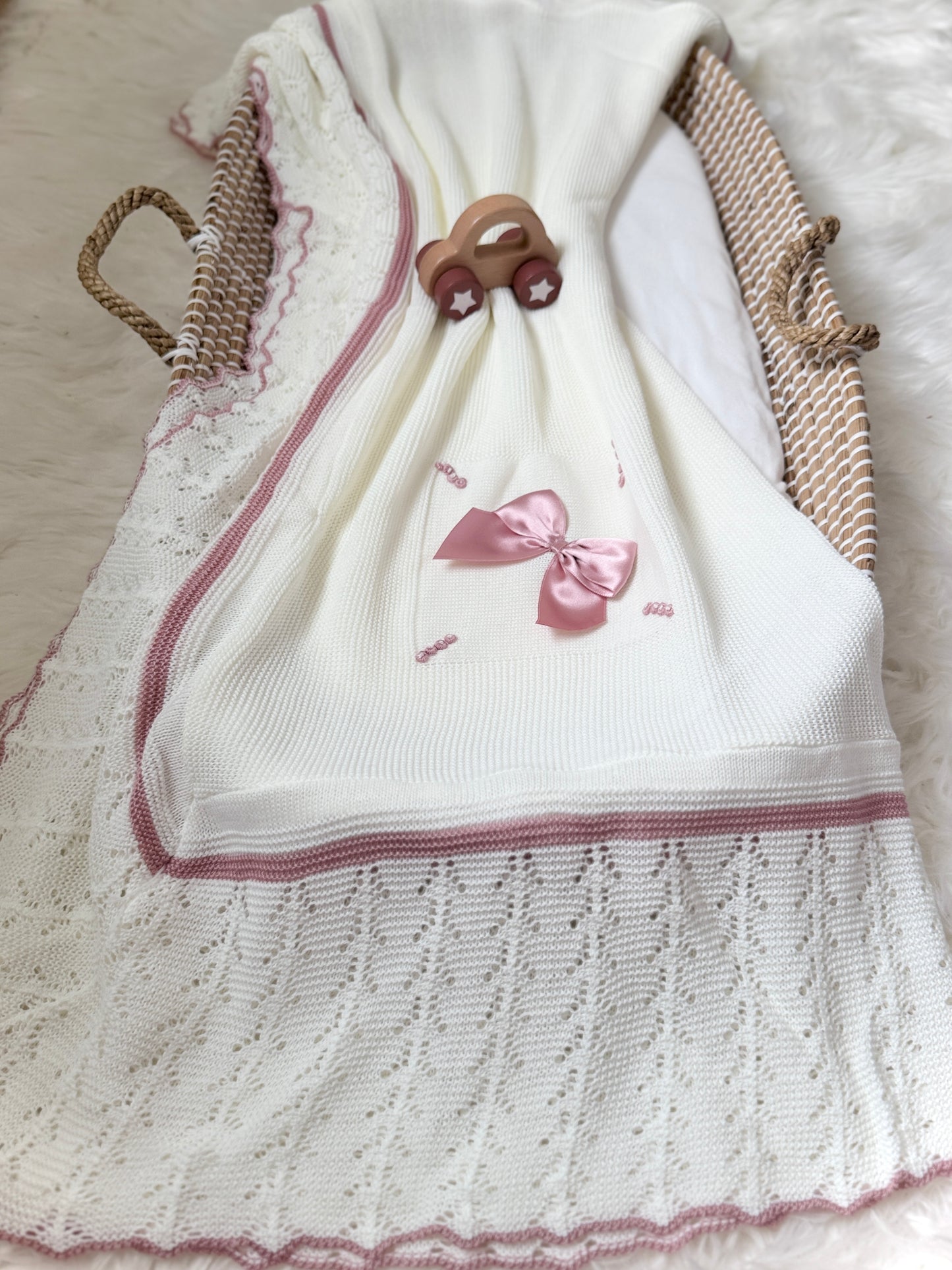 Marina Blanket - Cream/Dusty Pink